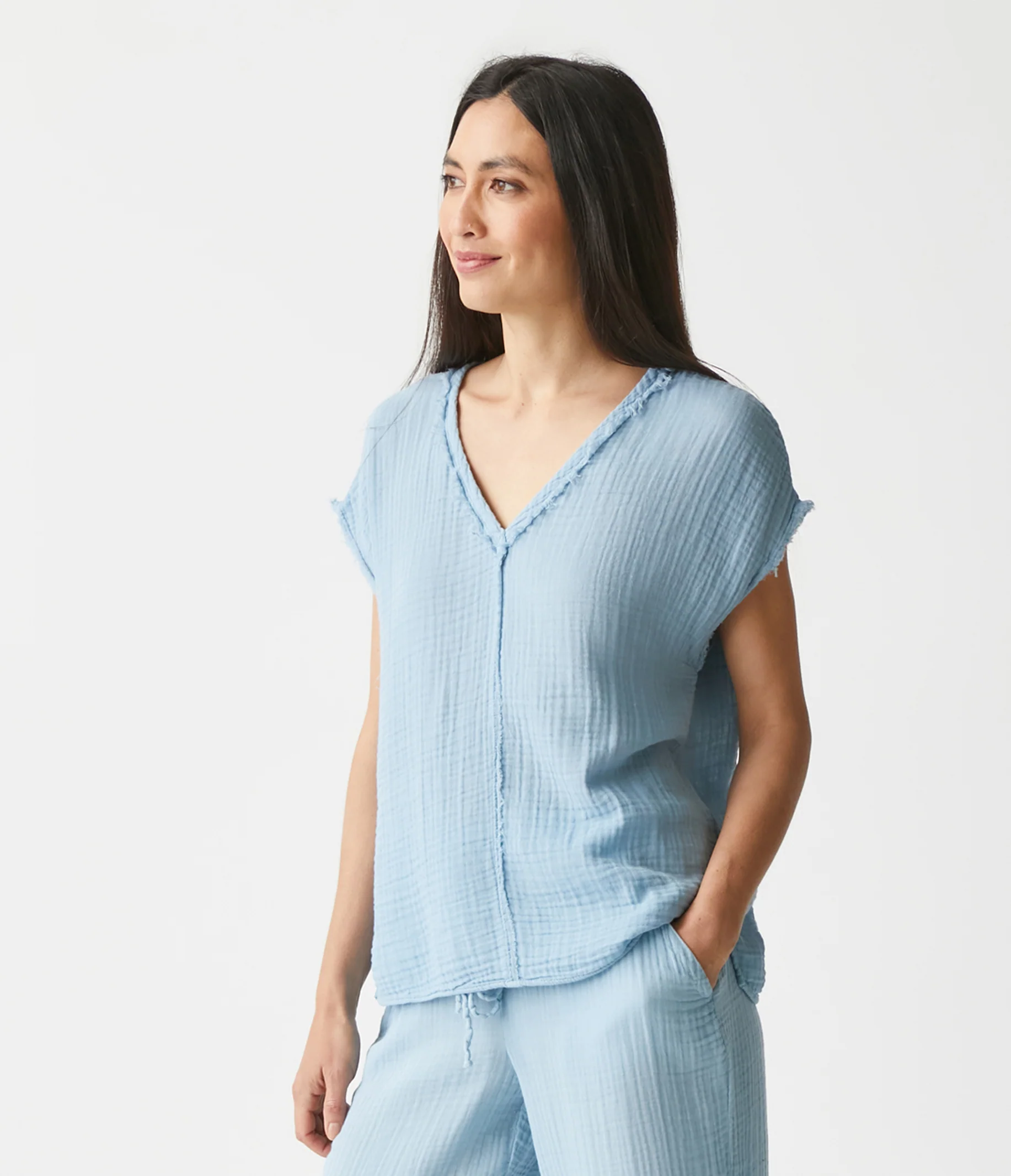 Draya Gauze V-Neck Top - Image 58