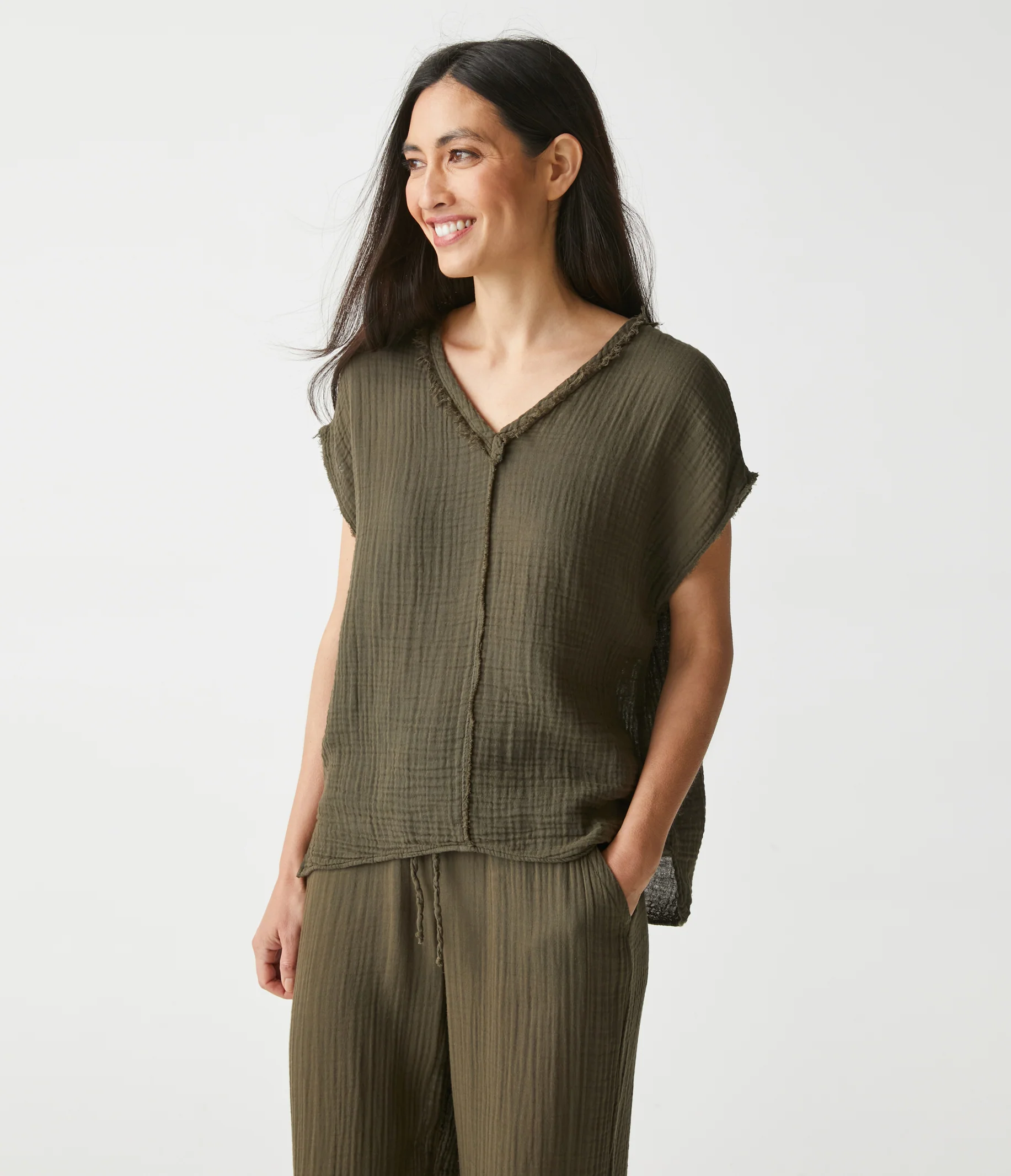 Draya Gauze V-Neck Top - Image 68