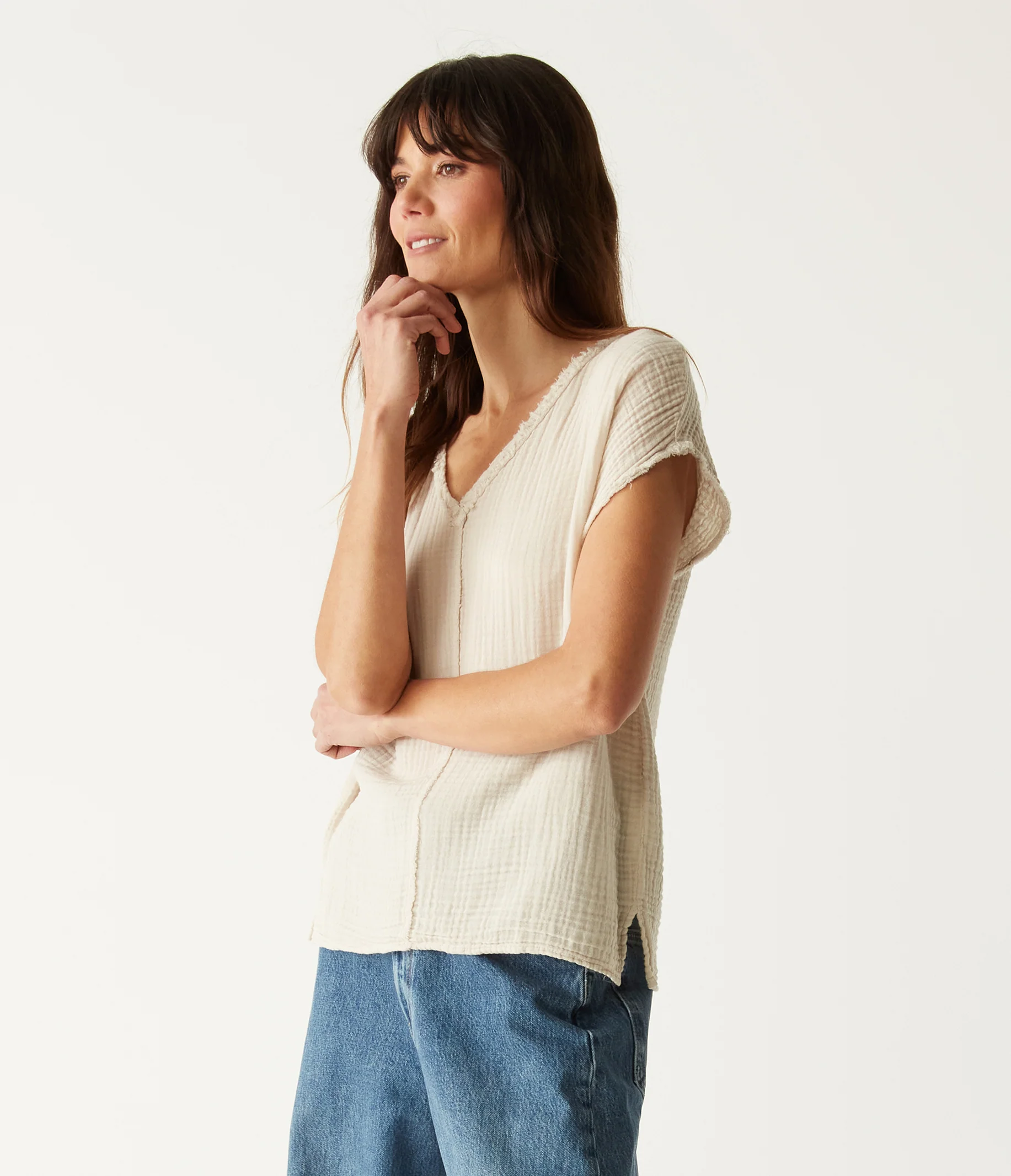 Draya Gauze V-Neck Top - Image 77