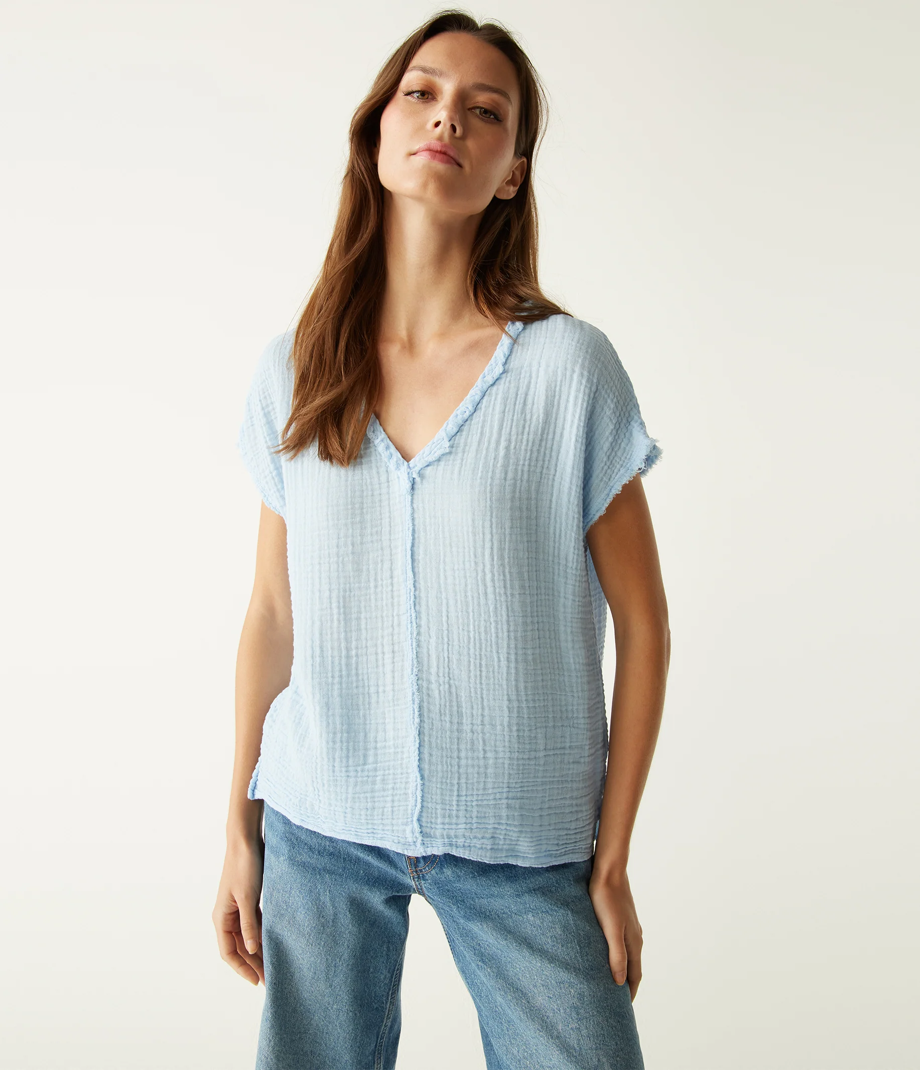 Draya Gauze V-Neck Top - Image 79