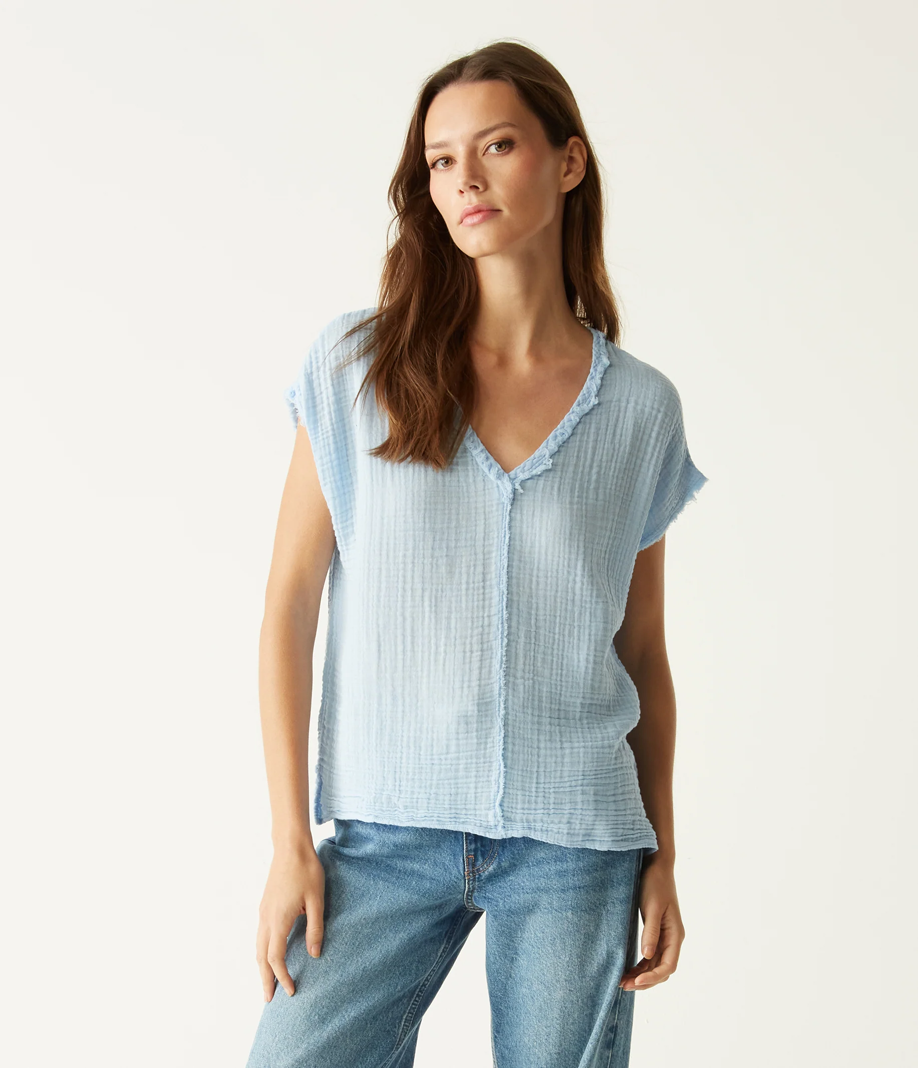 Draya Gauze V-Neck Top - Image 80
