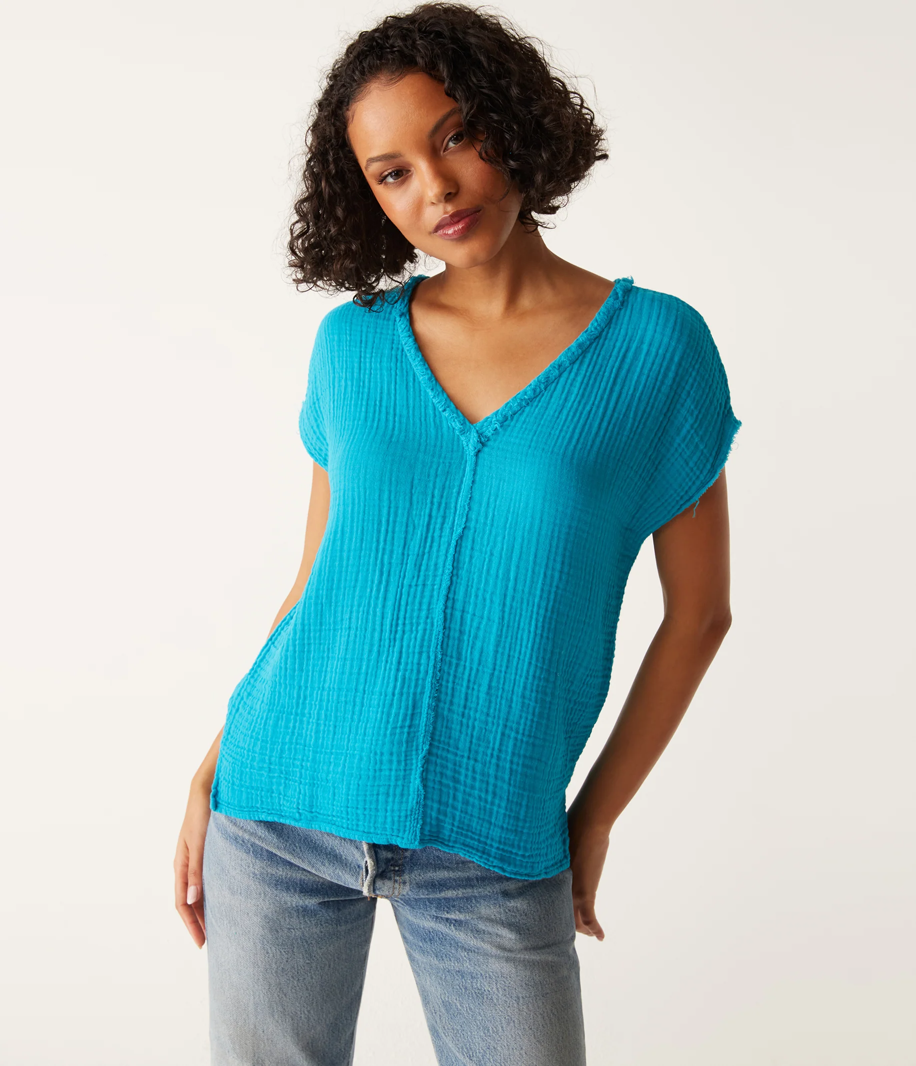 Draya Gauze V-Neck Top - Image 83