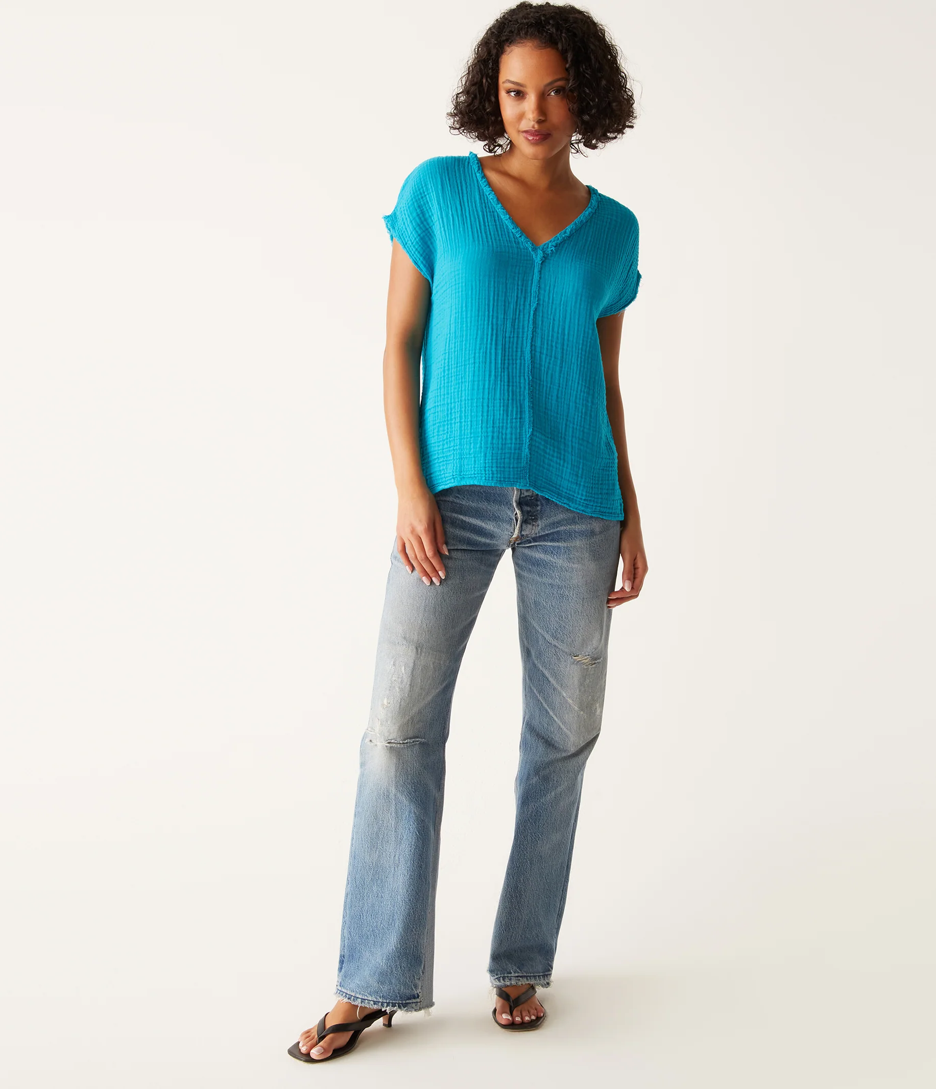 Draya Gauze V-Neck Top - Image 84