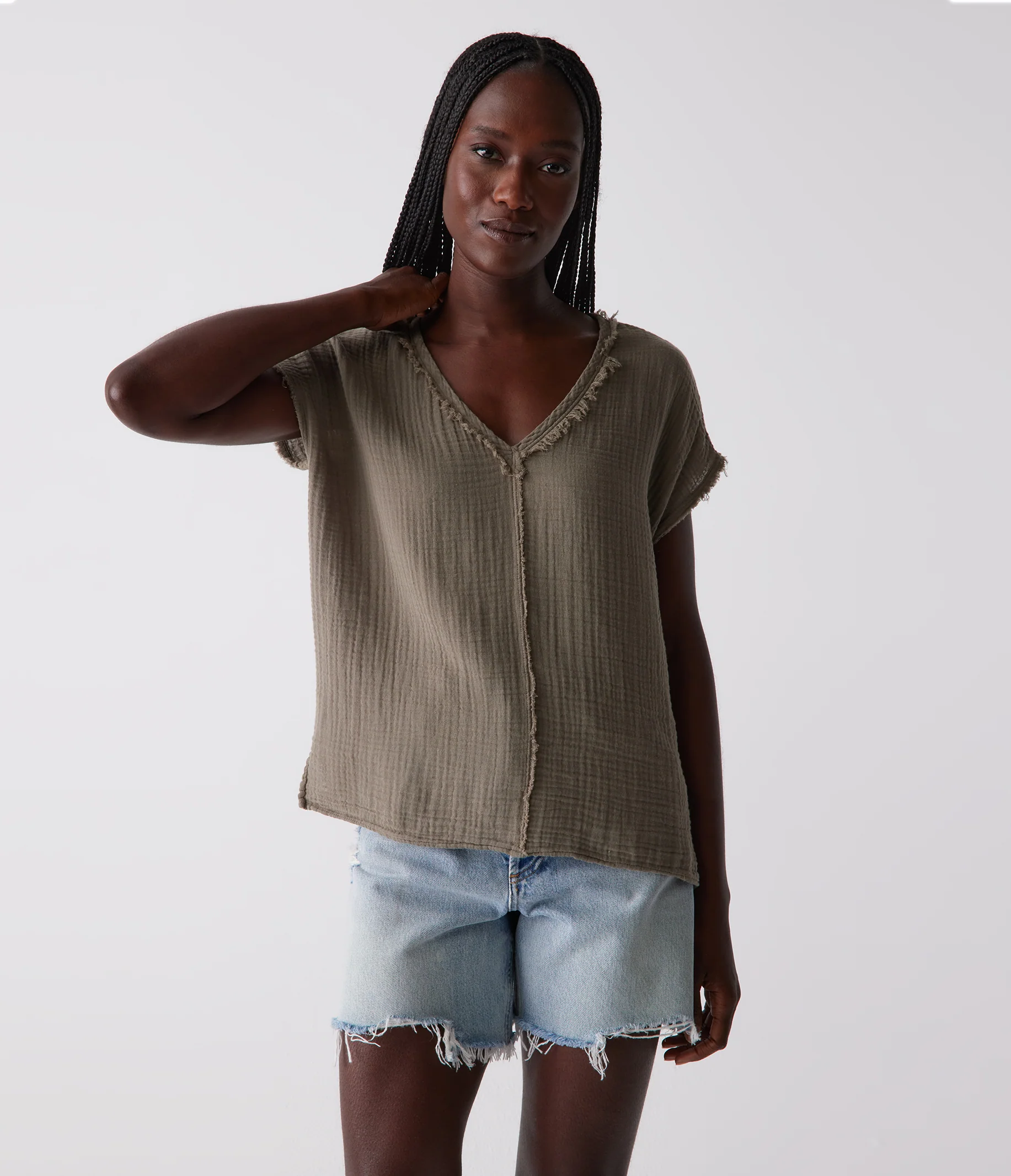 Draya Gauze V-Neck Top - Image 87