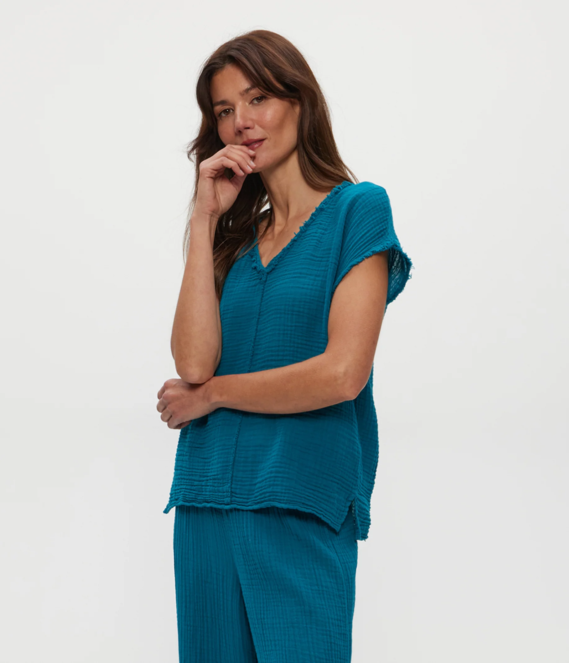 Draya Gauze V-Neck Top - Image 97