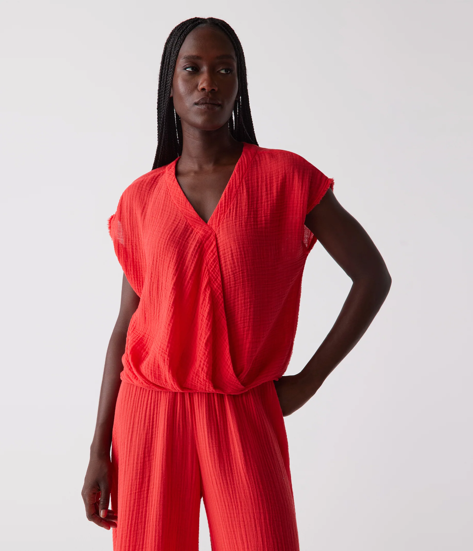 Evie Gauze Surplice Top - Image 36