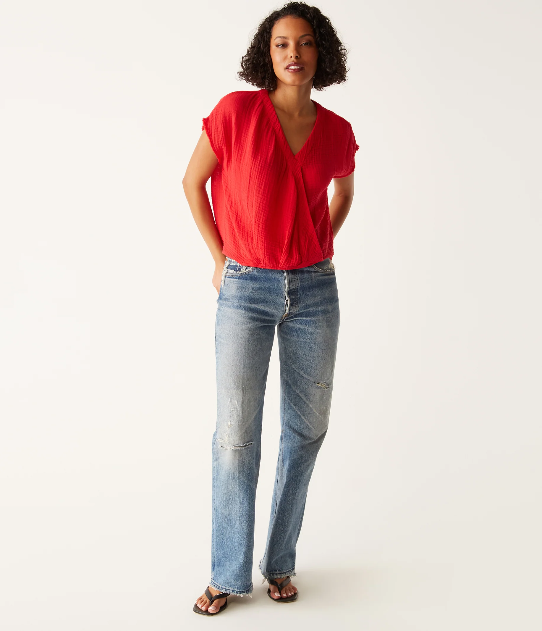 Evie Gauze Surplice Top - Image 57