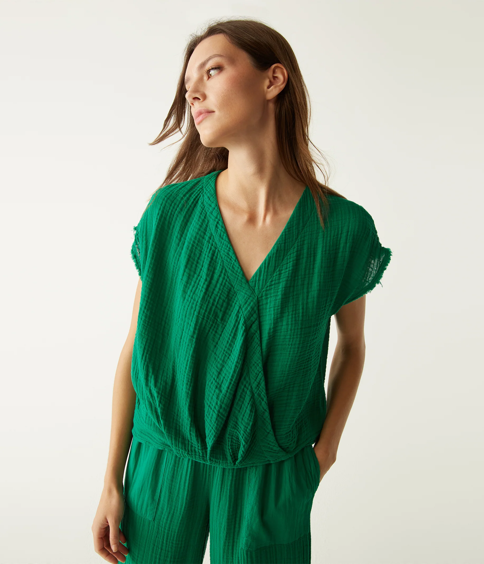 Evie Gauze Surplice Top - Image 60