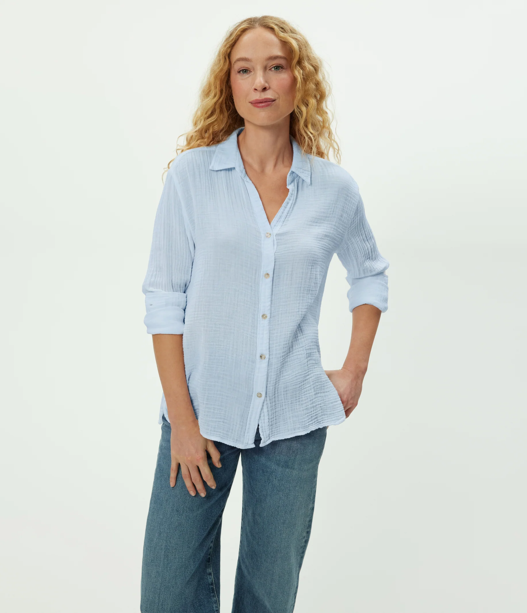 Leo Gauze Button Down Shirt - Image 100