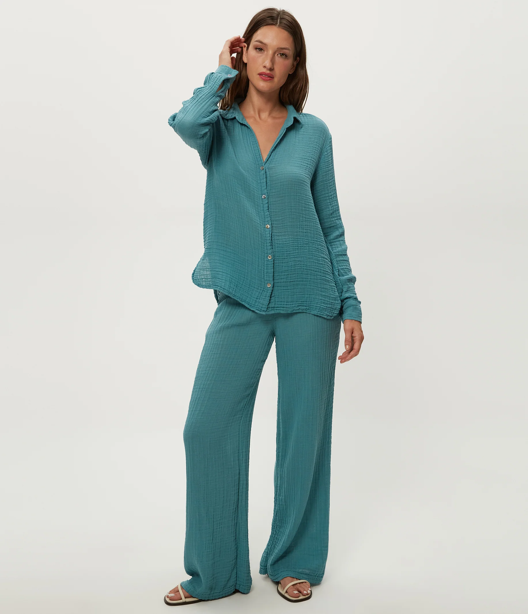 Leo Gauze Button Down Shirt - Image 75