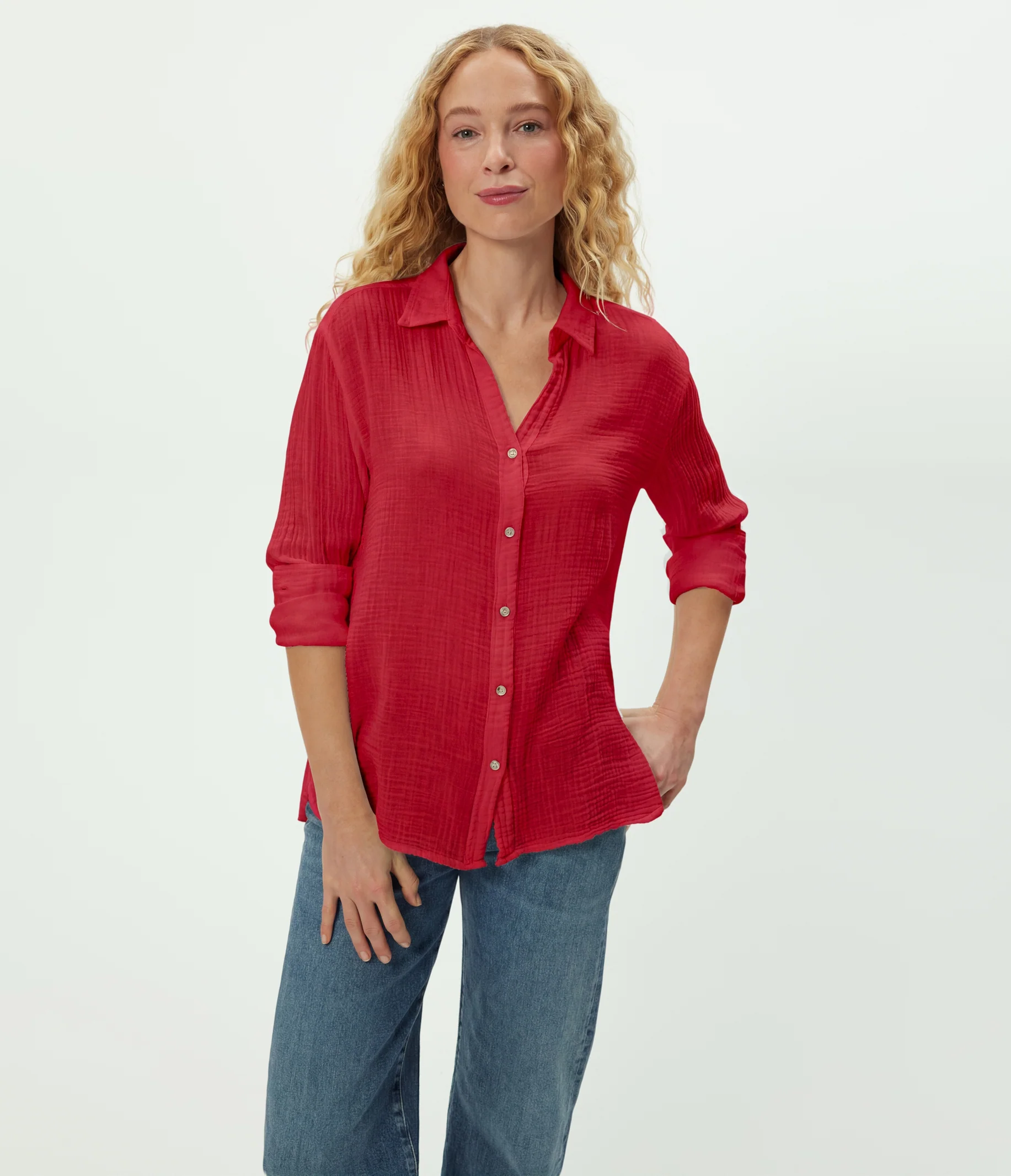 Leo Gauze Button Down Shirt - Image 88