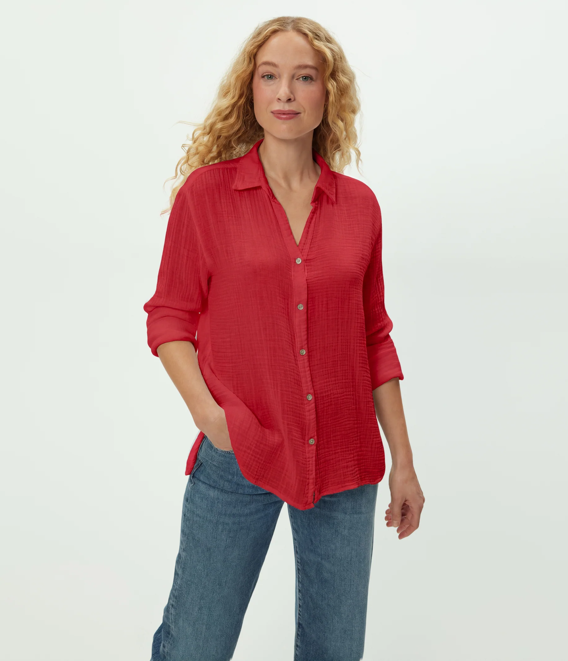 Leo Gauze Button Down Shirt - Image 92