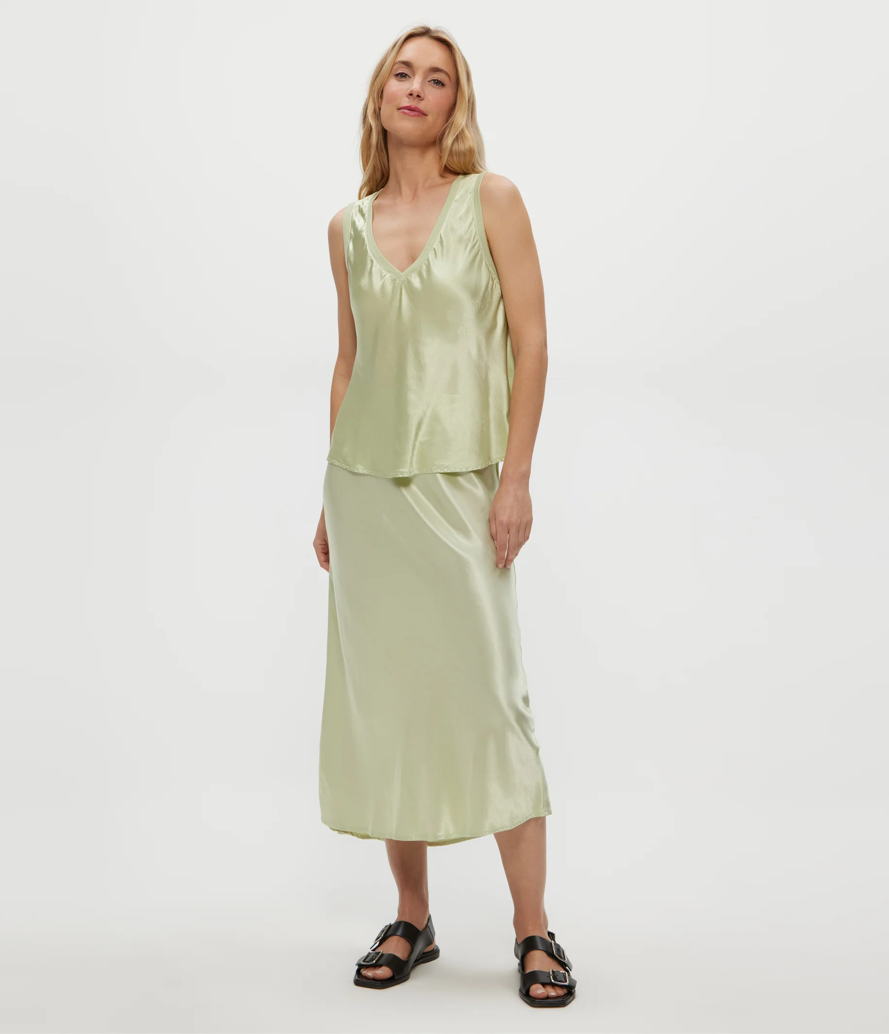 Liz Satin V-Neck Tank - Image 10