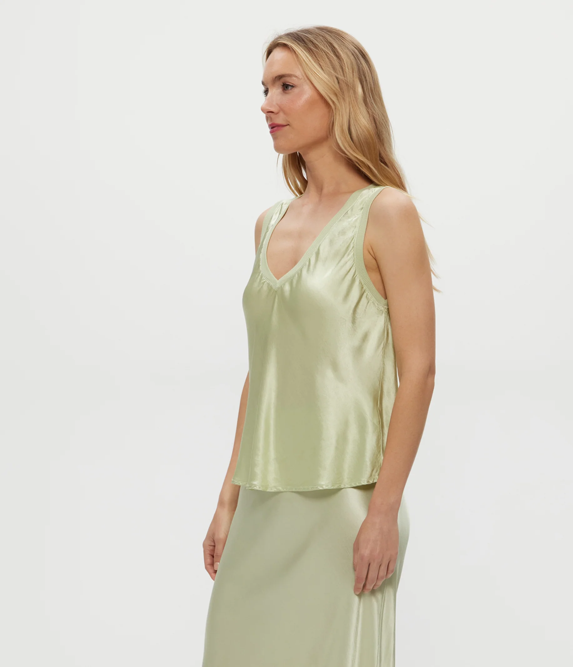 Liz Satin V-Neck Tank - Image 11