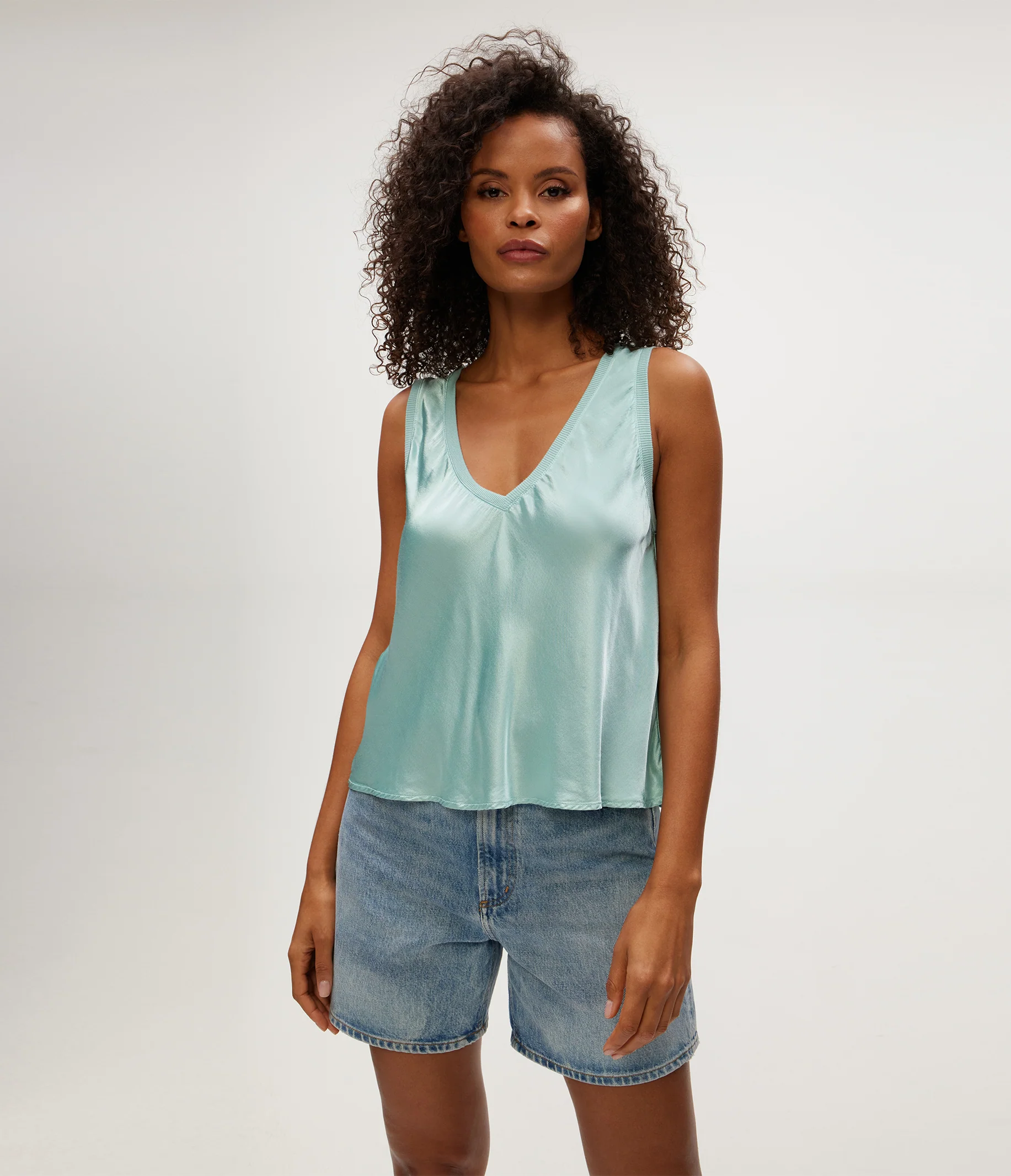 Liz Satin V-Neck Tank - Image 13
