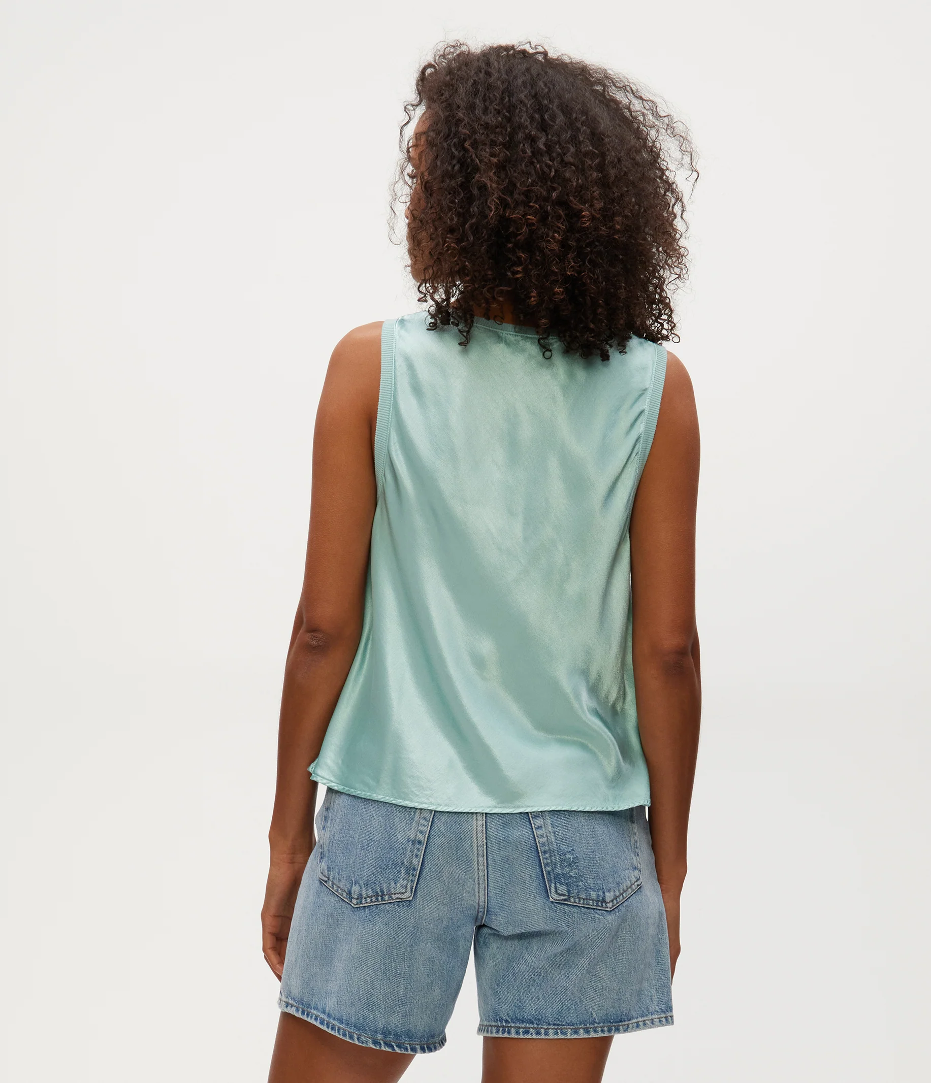 Liz Satin V-Neck Tank - Image 16