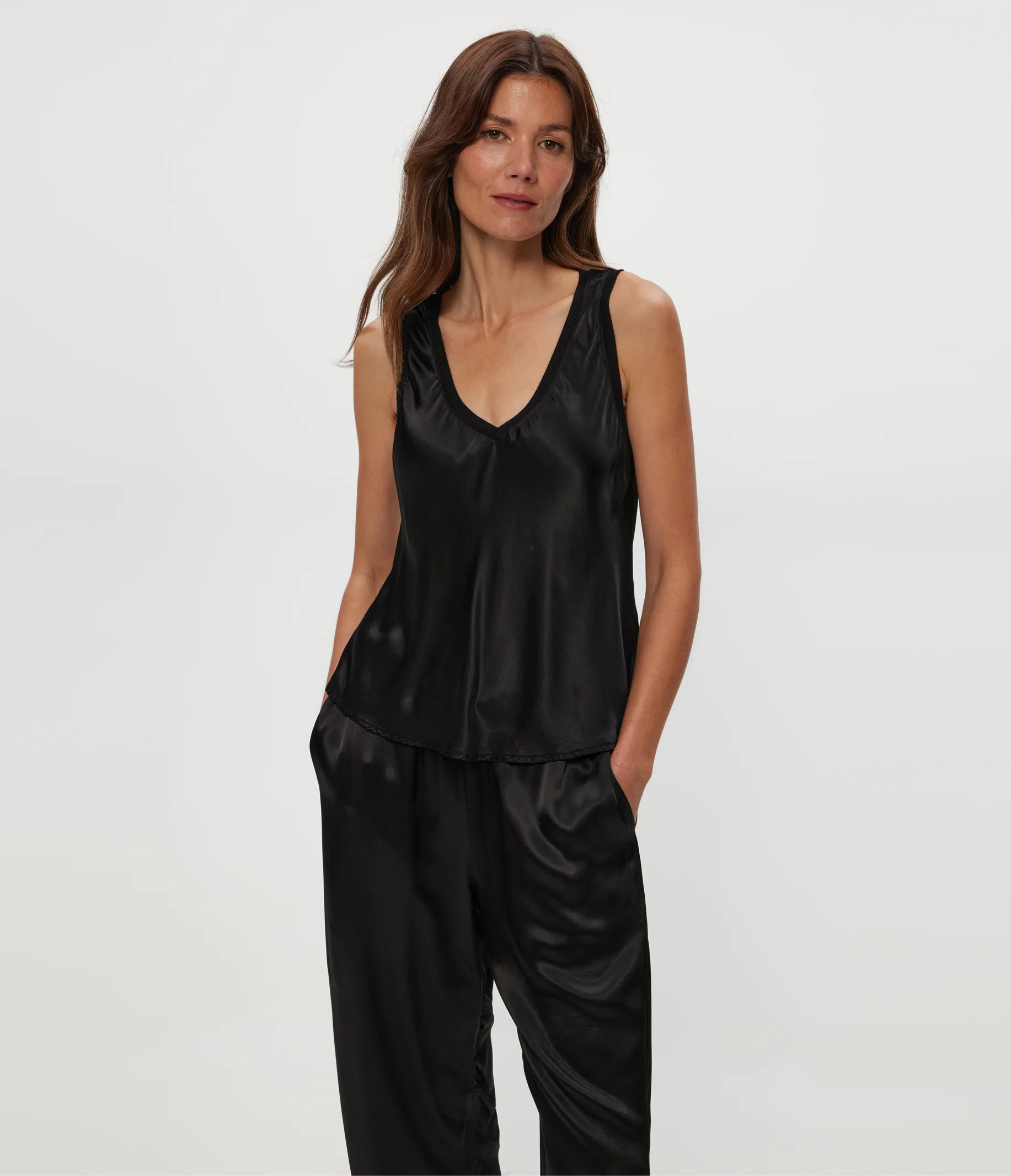 Liz Satin V-Neck Tank - Image 5