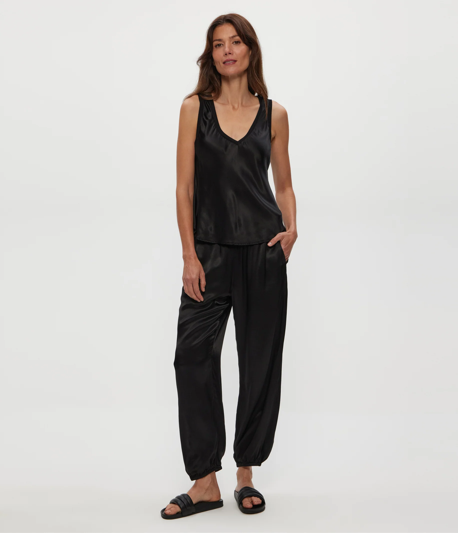 Liz Satin V-Neck Tank - Image 6