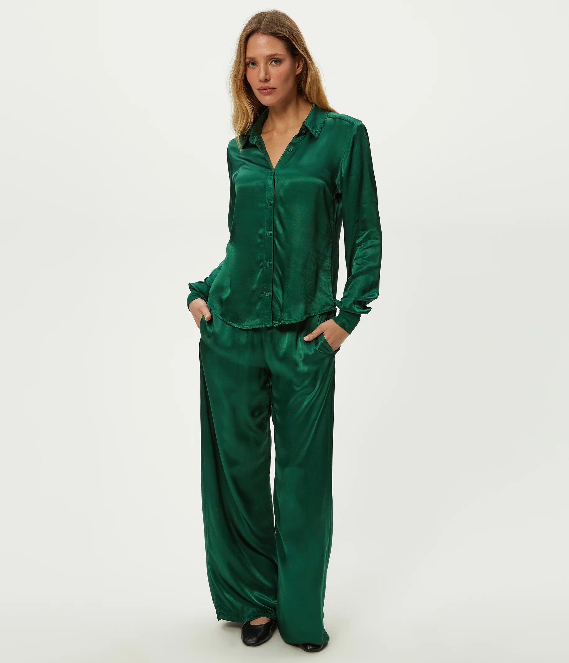 Meredith Satin Button Down Shirt - Image 10