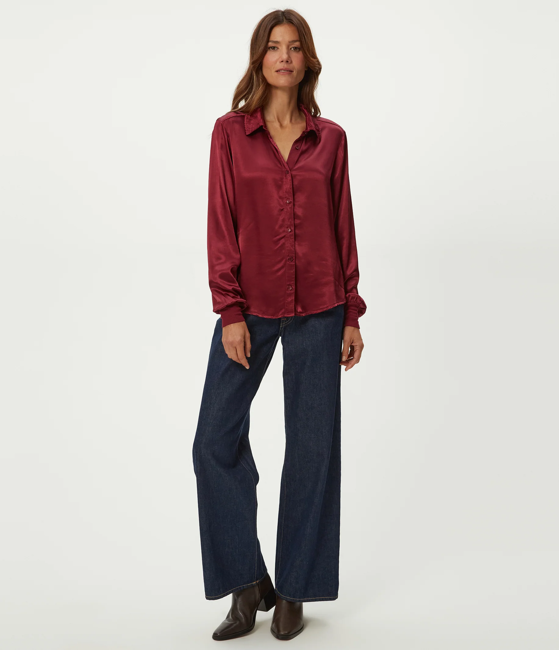 Meredith Satin Button Down Shirt - Image 14