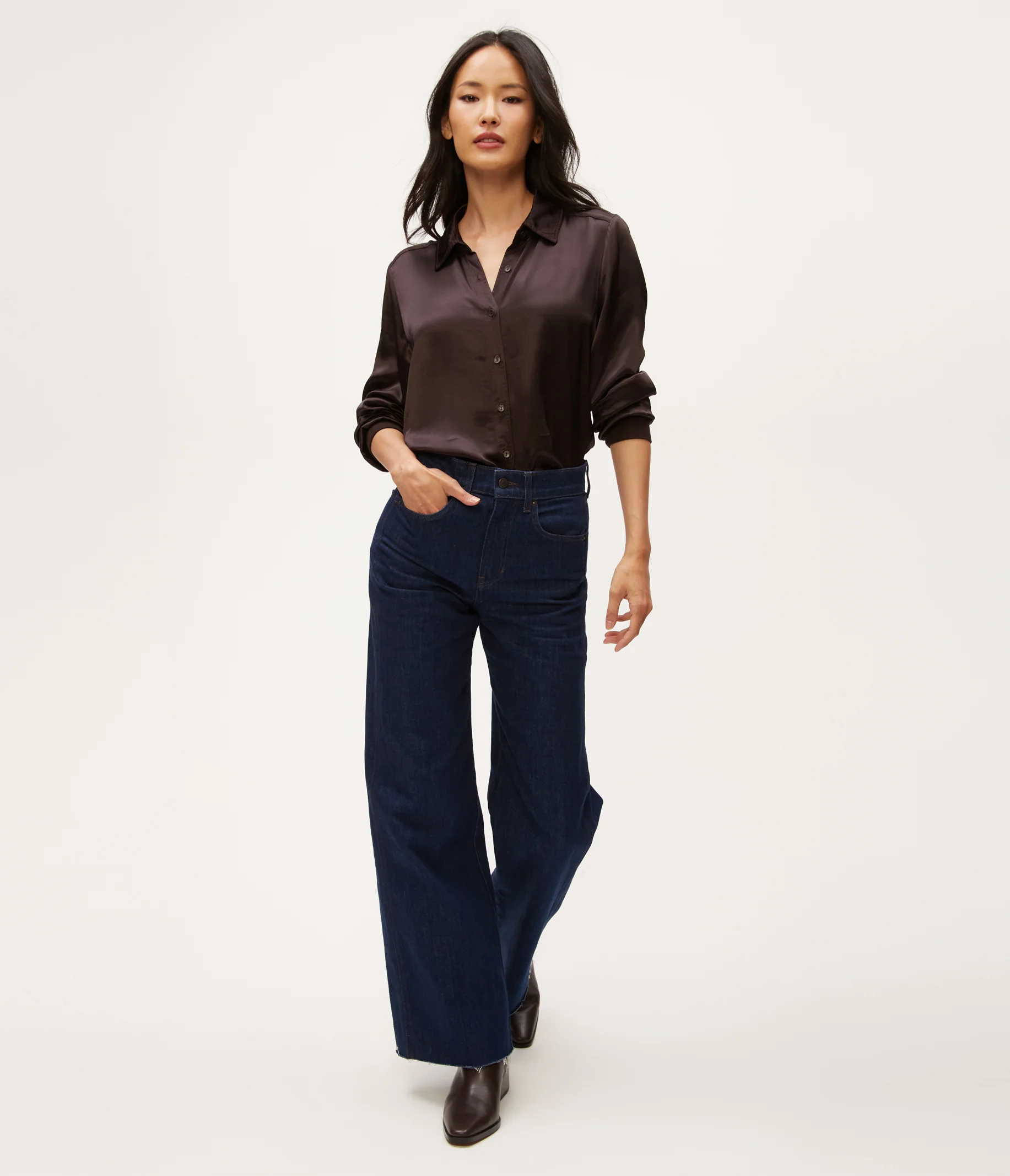 Meredith Satin Button Down Shirt - Image 18