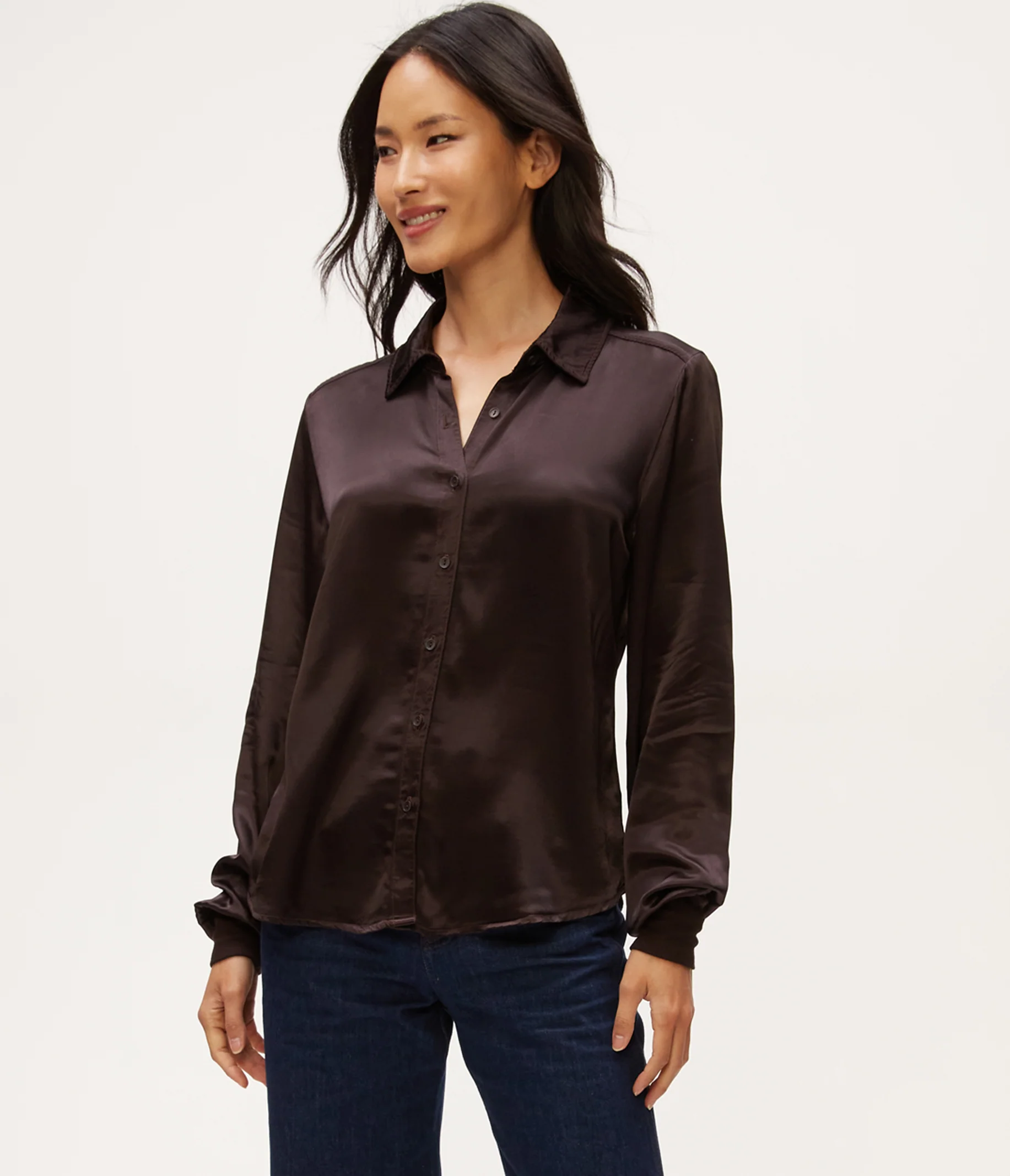 Meredith Satin Button Down Shirt - Image 19