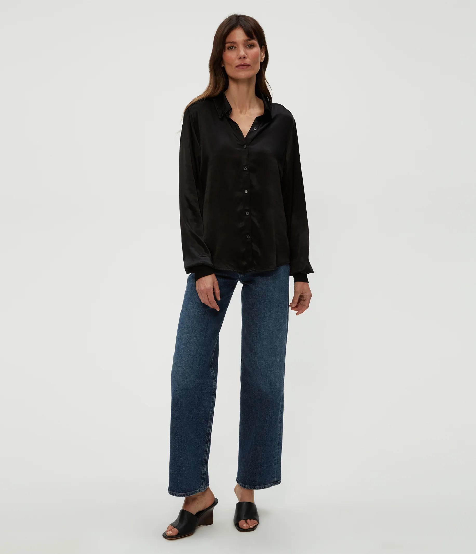Meredith Satin Button Down Shirt - Image 22