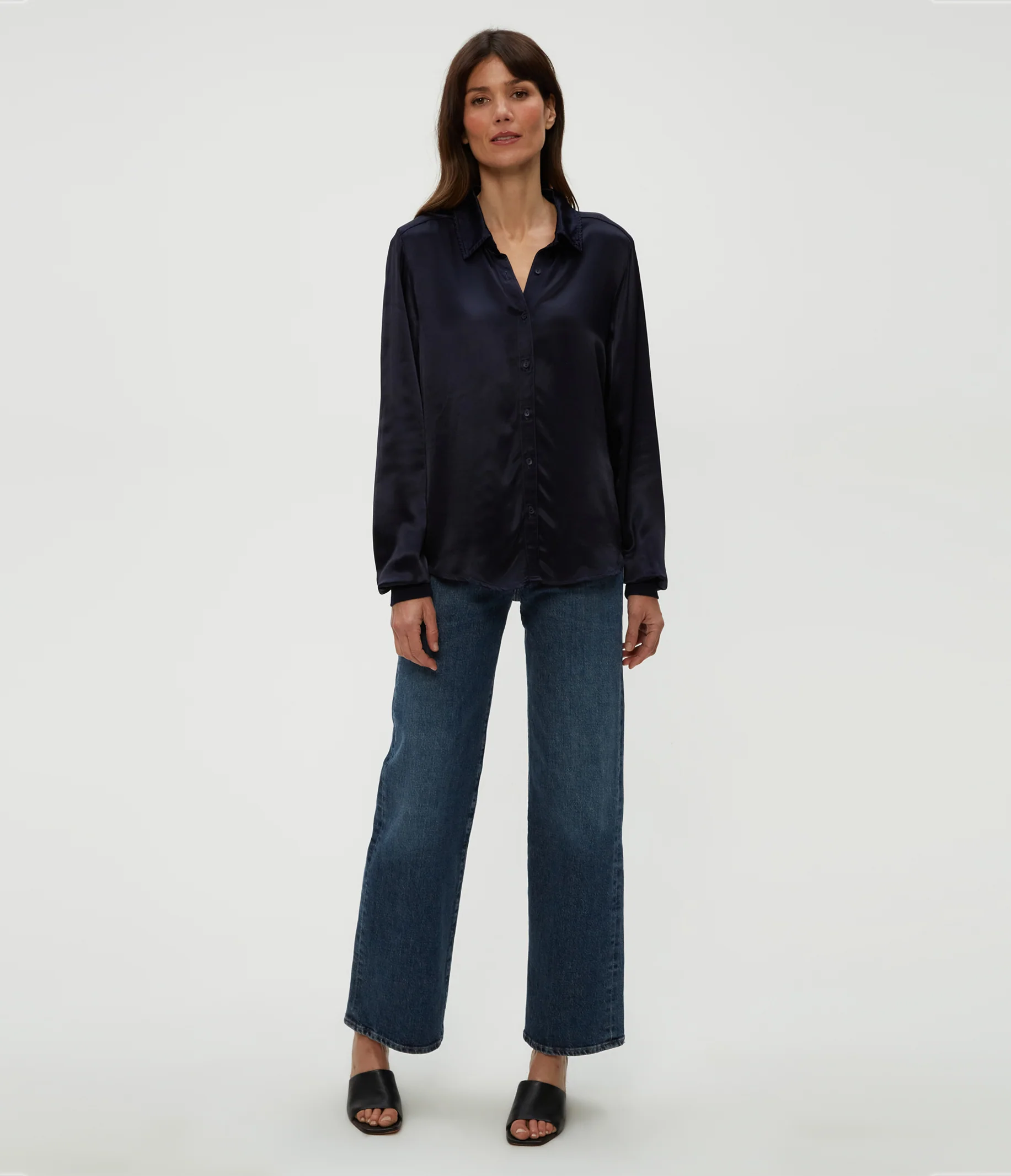 Meredith Satin Button Down Shirt - Image 25
