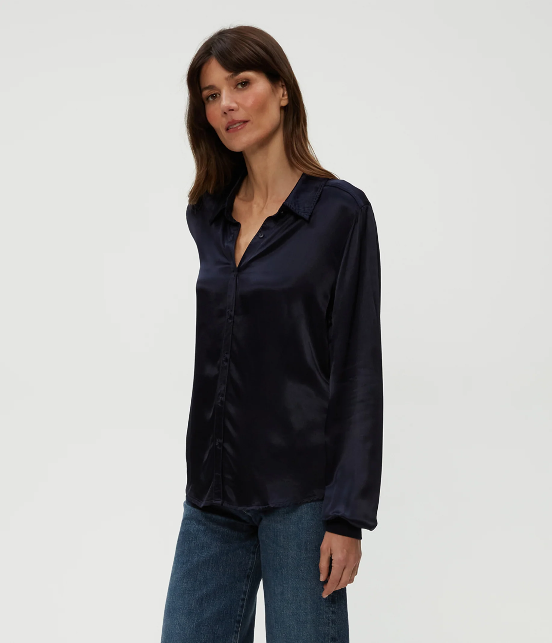 Meredith Satin Button Down Shirt - Image 26