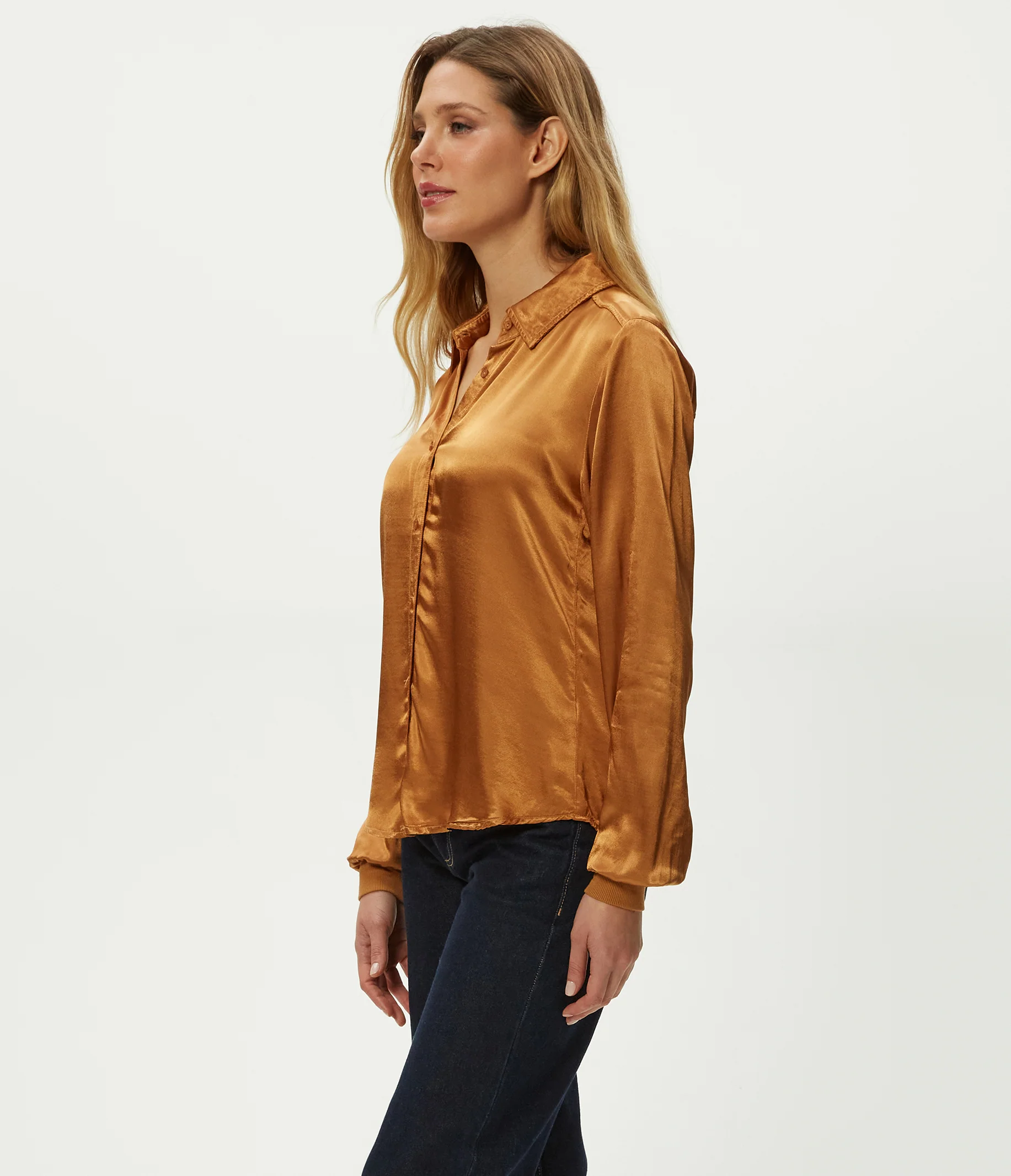 Meredith Satin Button Down Shirt - Image 3