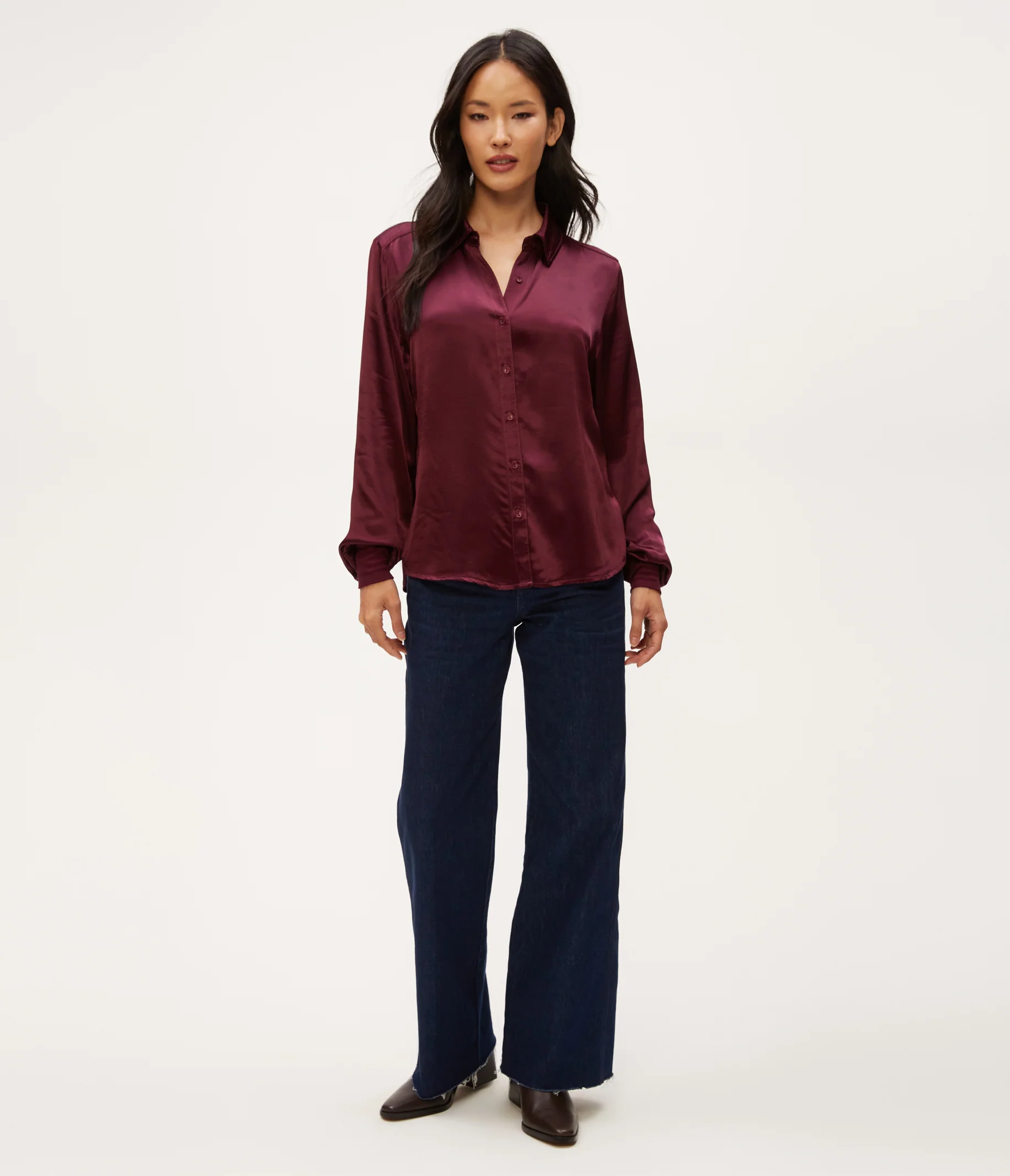 Meredith Satin Button Down Shirt - Image 30