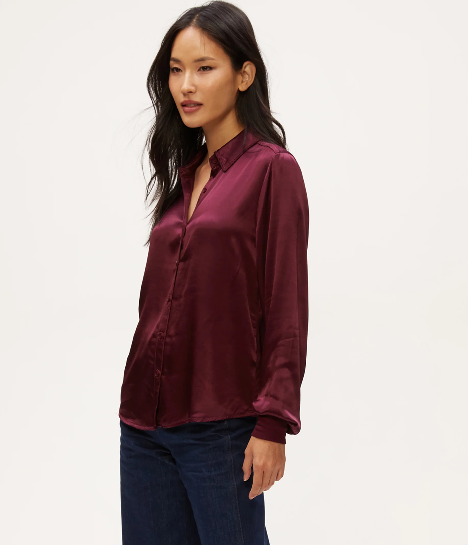 Meredith Satin Button Down Shirt - Image 31