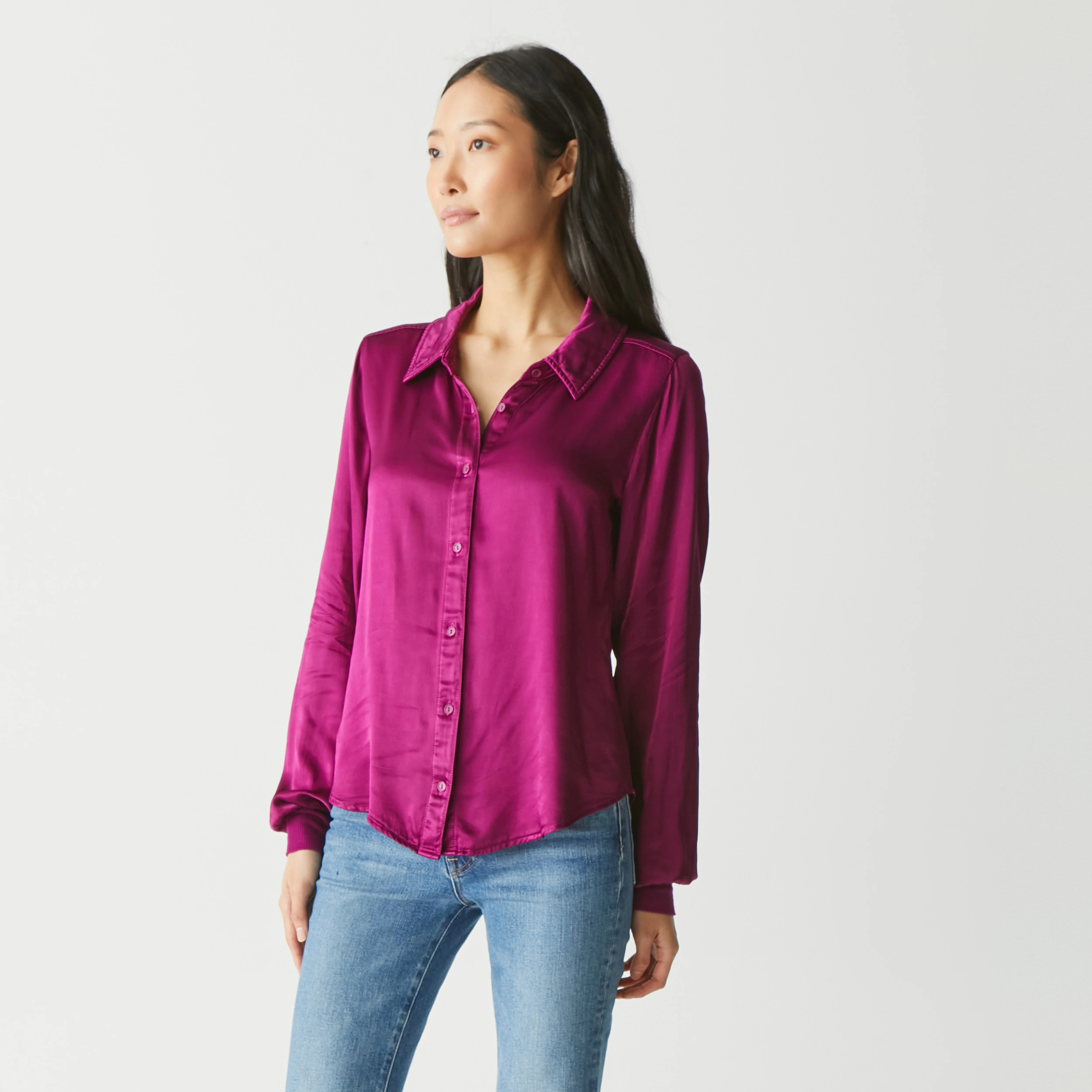 Meredith Satin Button Down Shirt - Image 35
