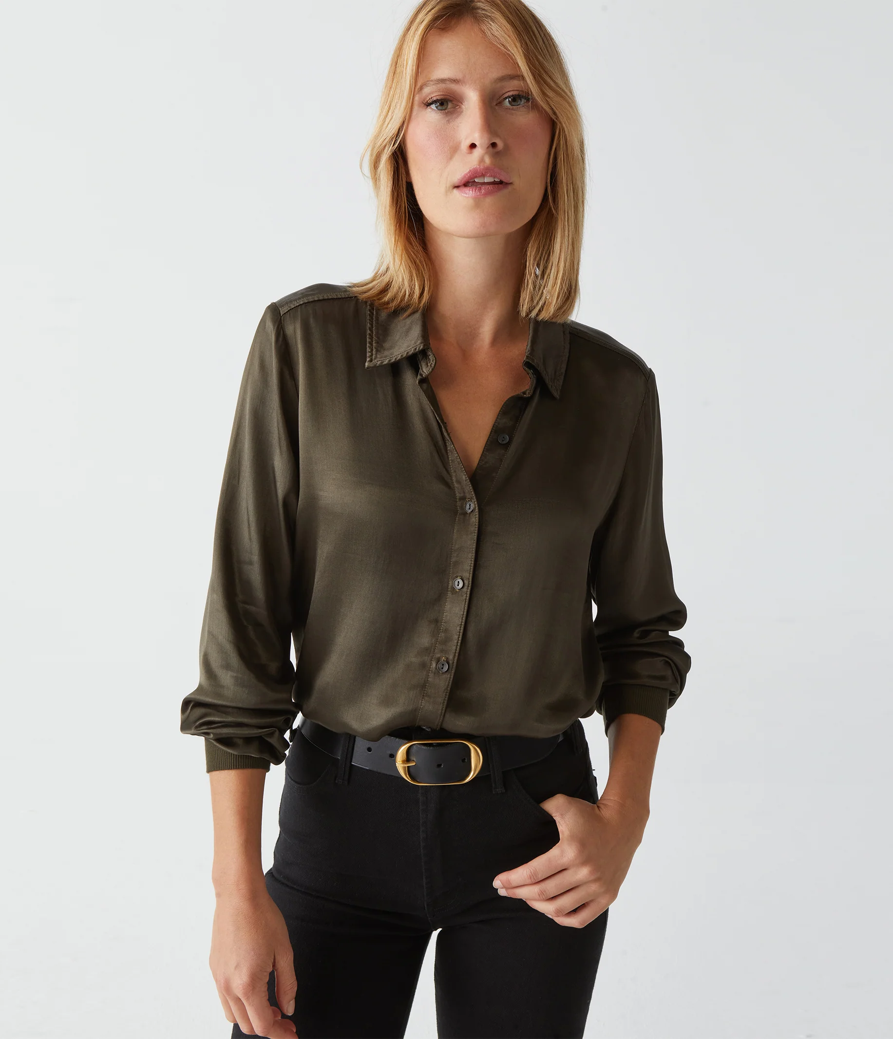 Meredith Satin Button Down Shirt - Image 41