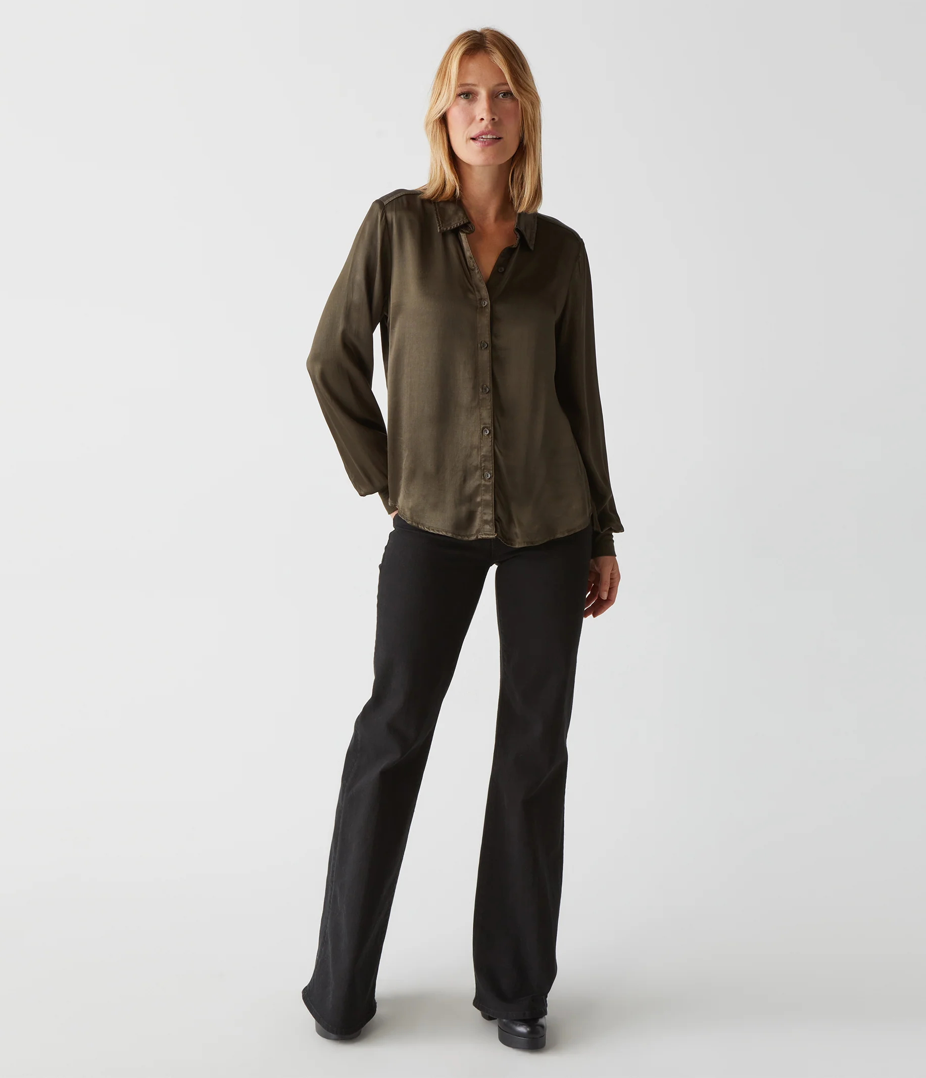 Meredith Satin Button Down Shirt - Image 42