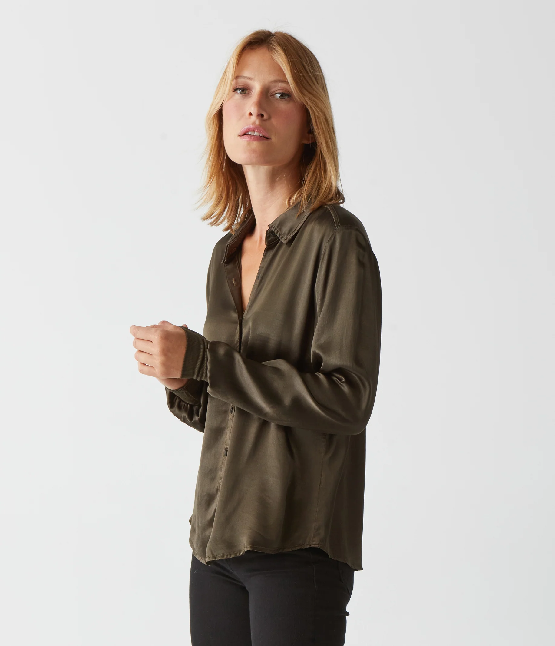 Meredith Satin Button Down Shirt - Image 43
