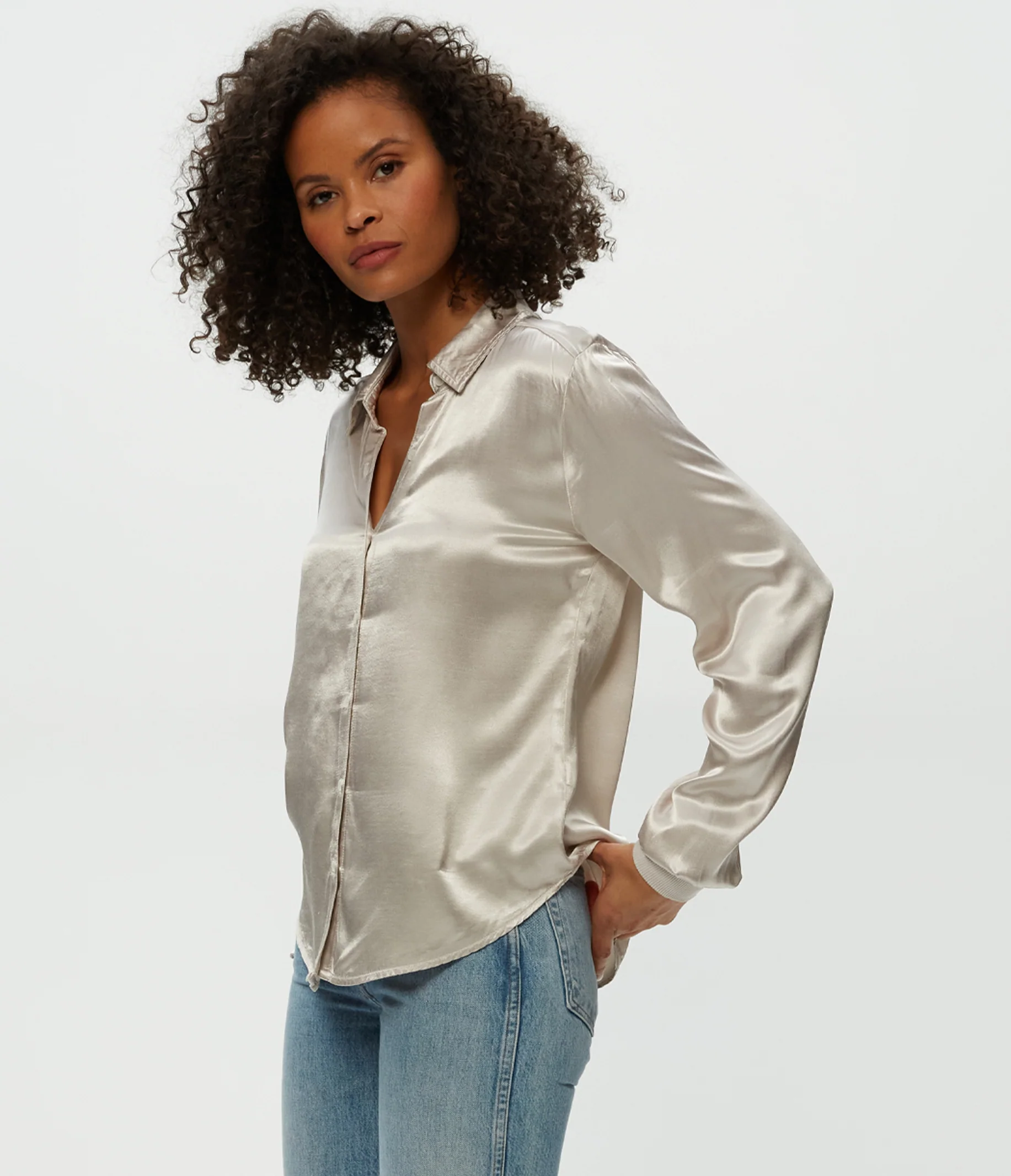 Meredith Satin Button Down Shirt - Image 7