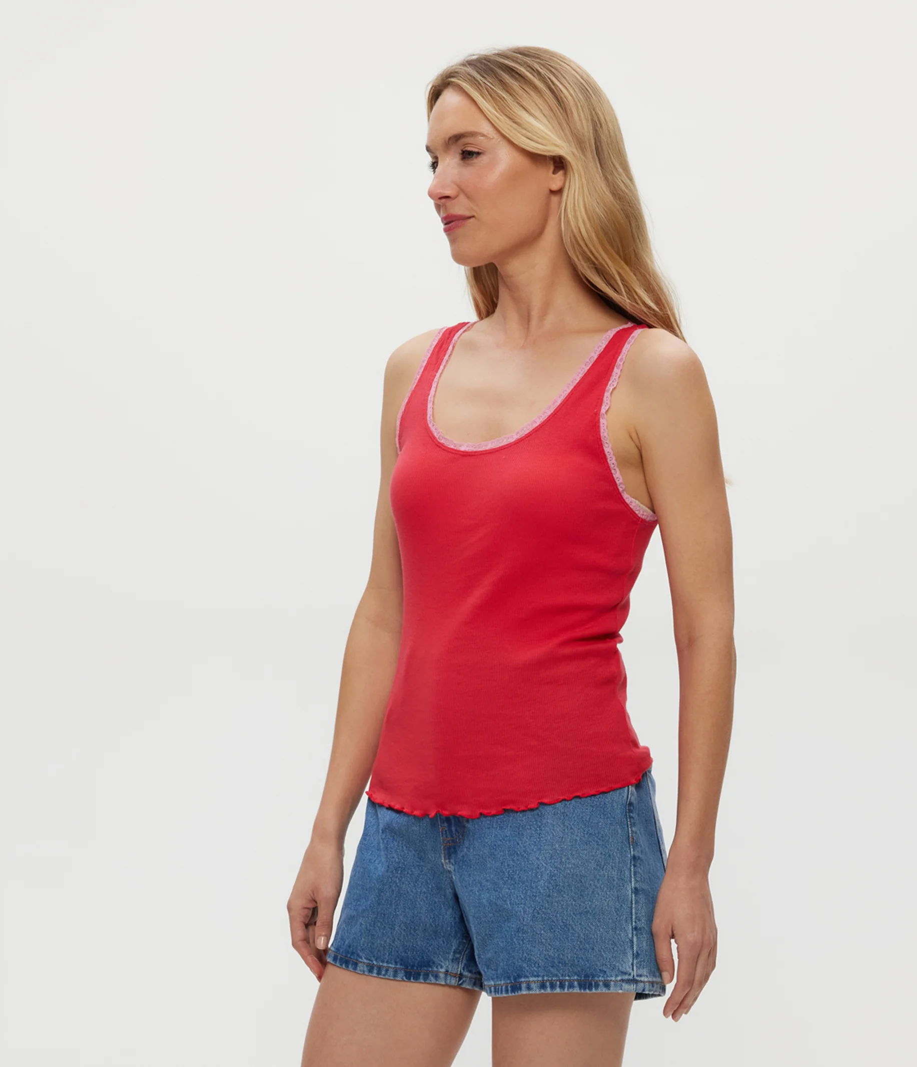 Miley Supima Rib Lace Tank - Image 3