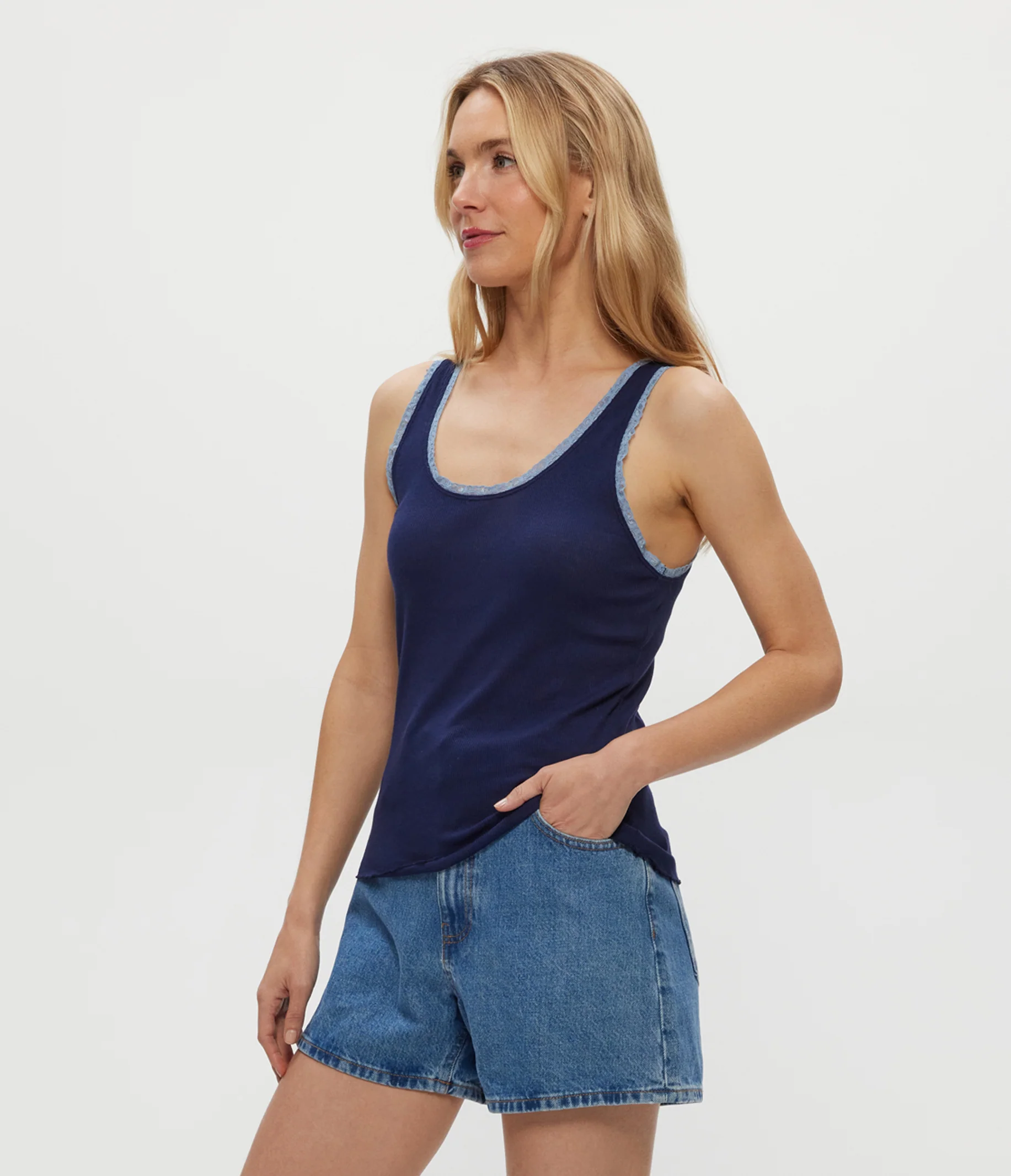 Miley Supima Rib Lace Tank - Image 7