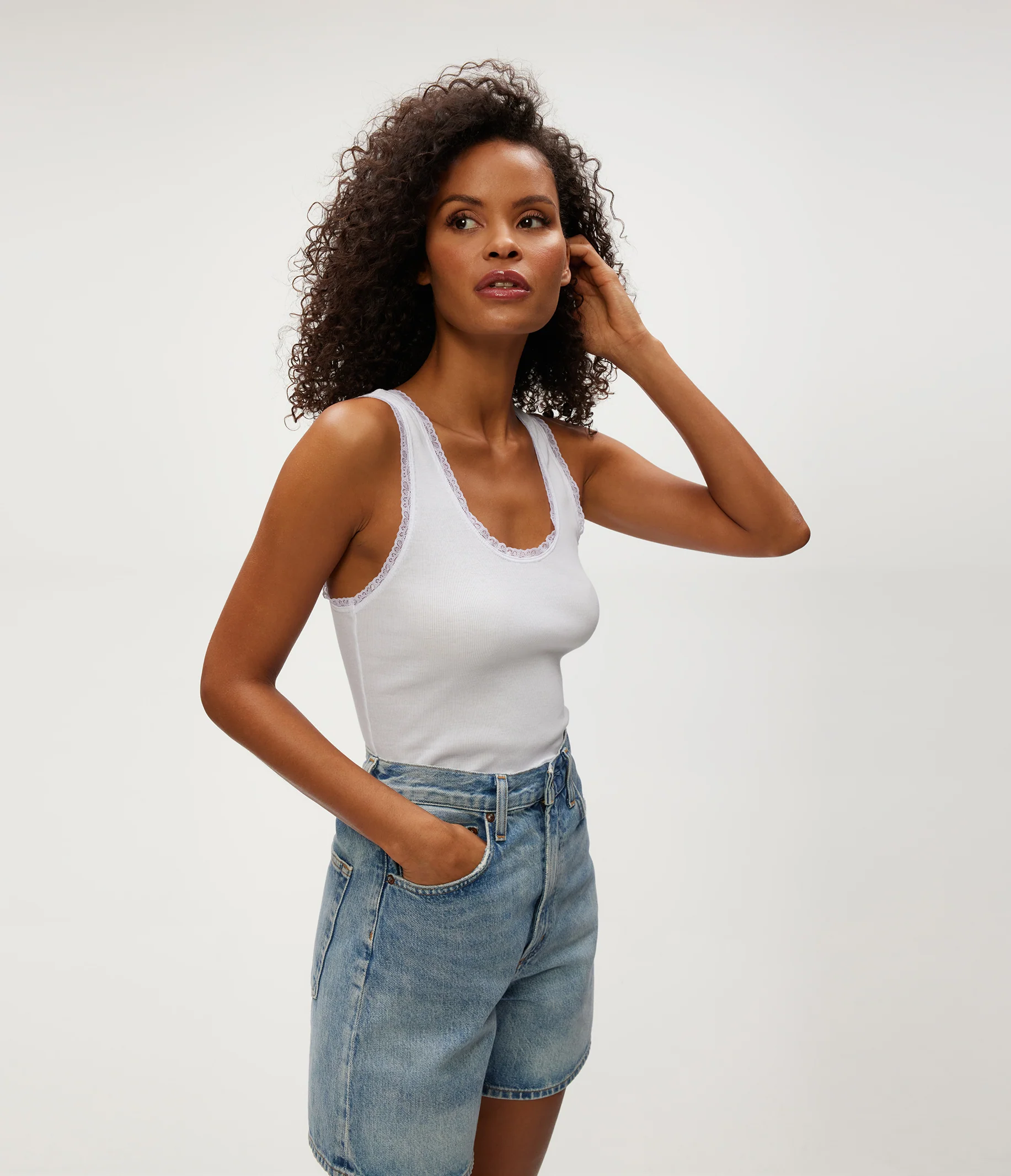 Miley Supima Rib Lace Tank - Image 9