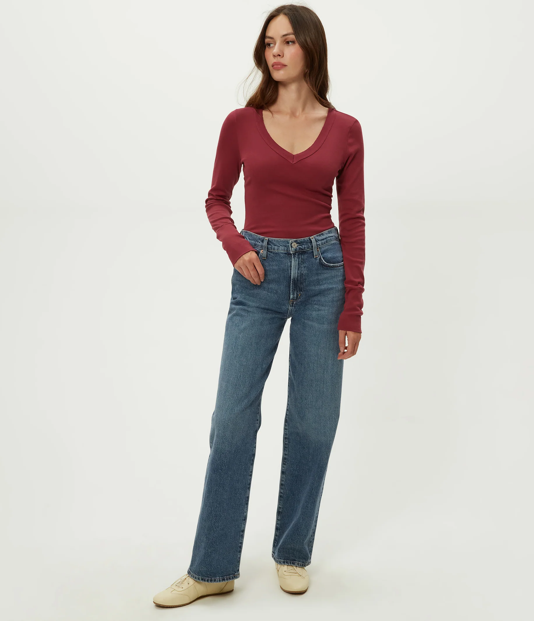 Molly Supima V-Neck Tee - Image 70