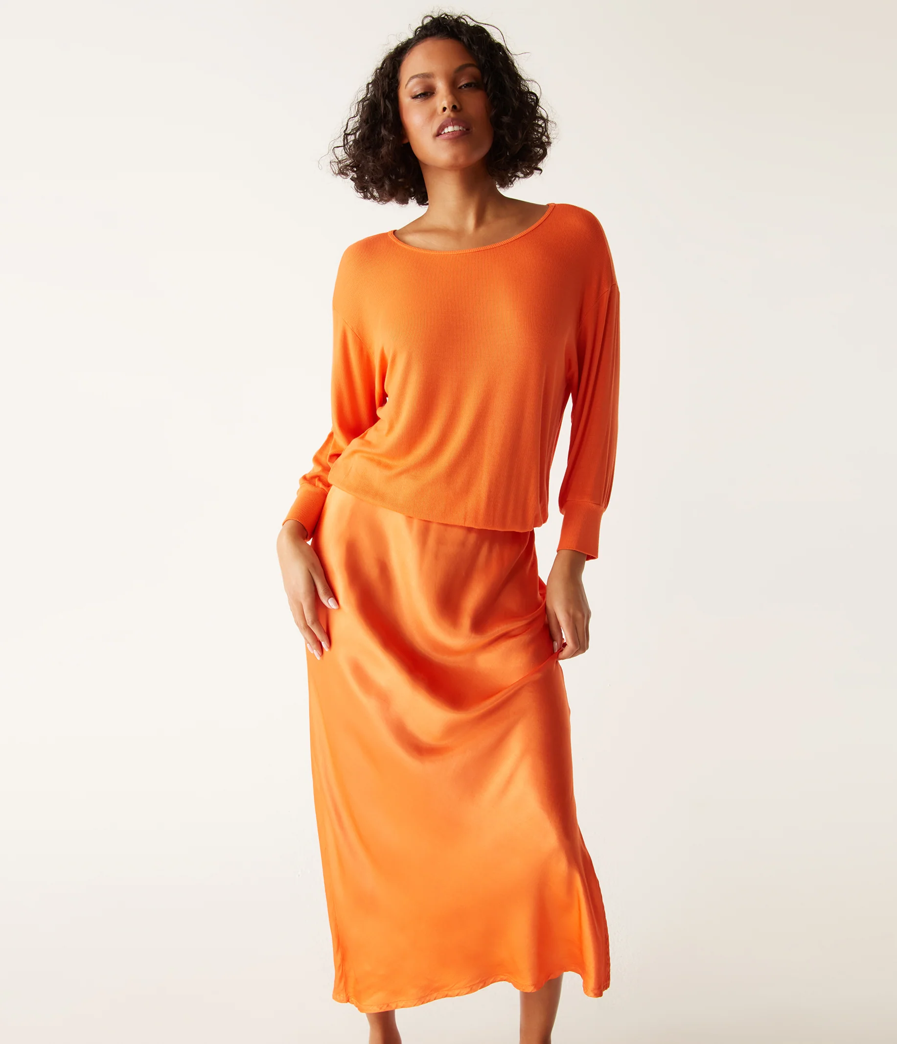 Nadia Mixed Fabric Satin Dress - Image 26