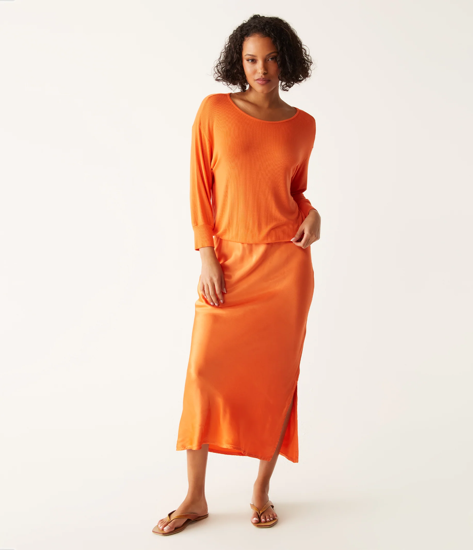 Nadia Mixed Fabric Satin Dress - Image 27