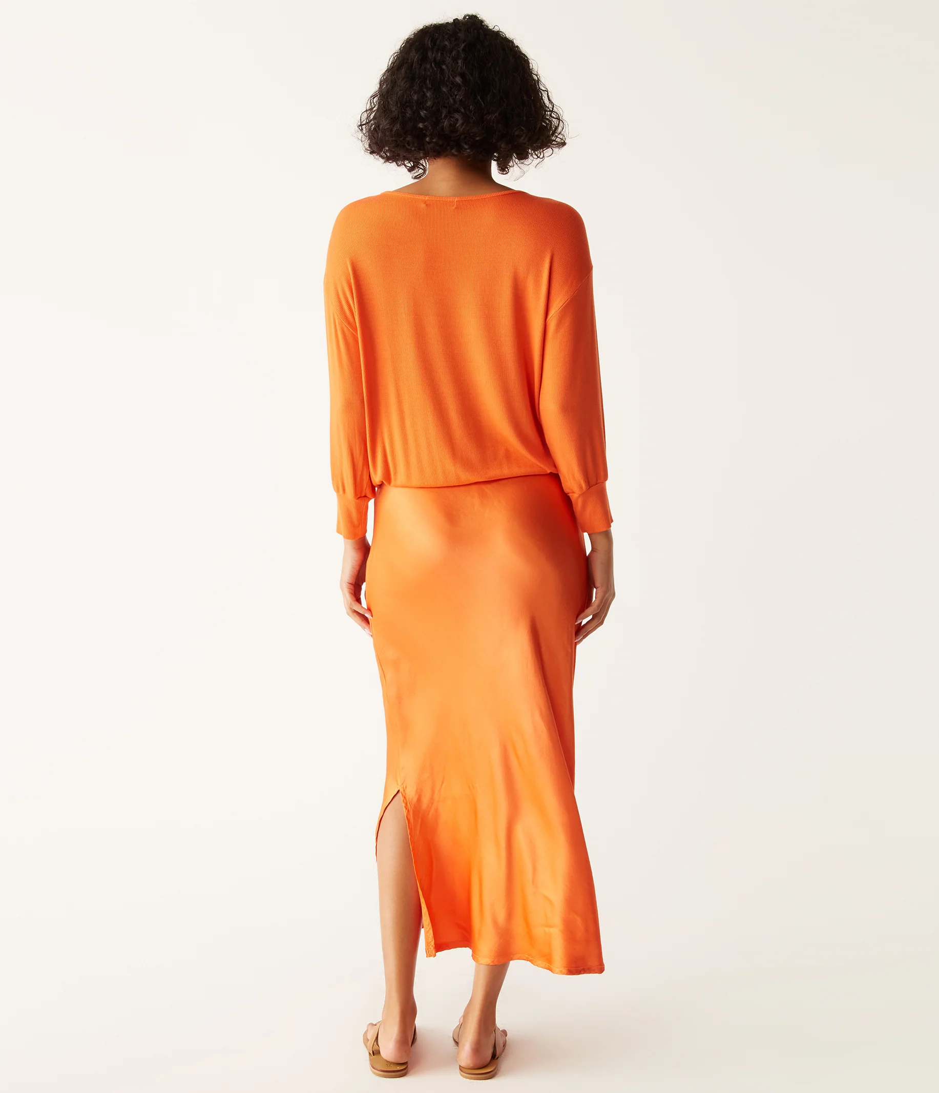 Nadia Mixed Fabric Satin Dress - Image 29