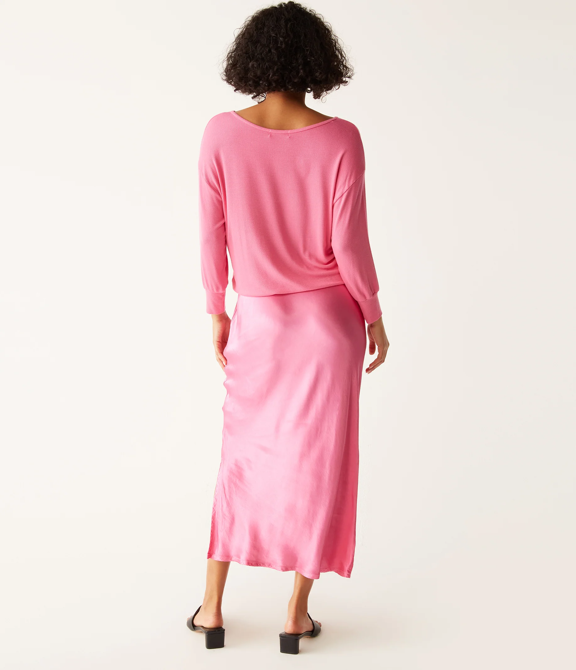 Nadia Mixed Fabric Satin Dress - Image 33