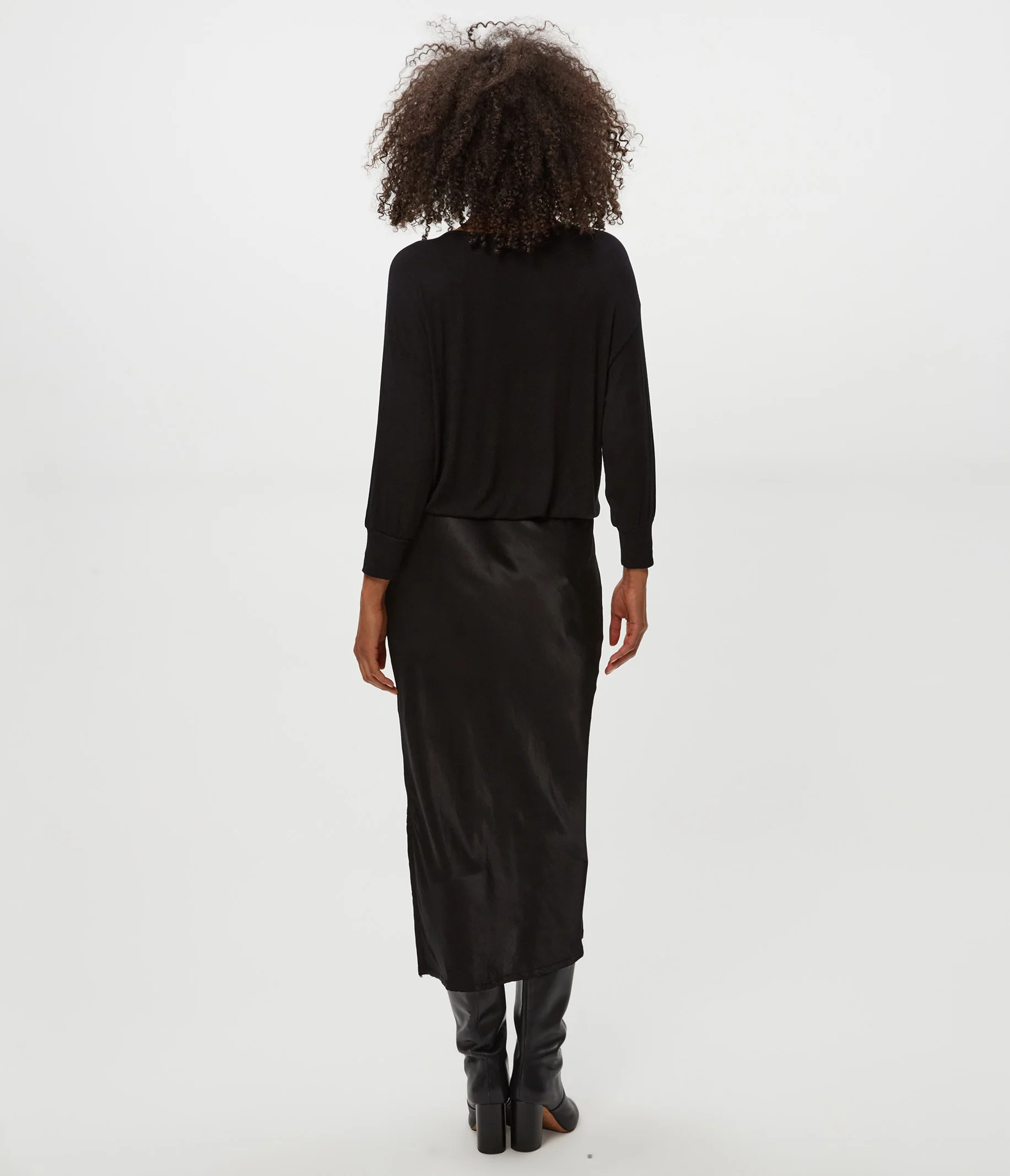 Nadia Mixed Fabric Satin Dress - Image 41