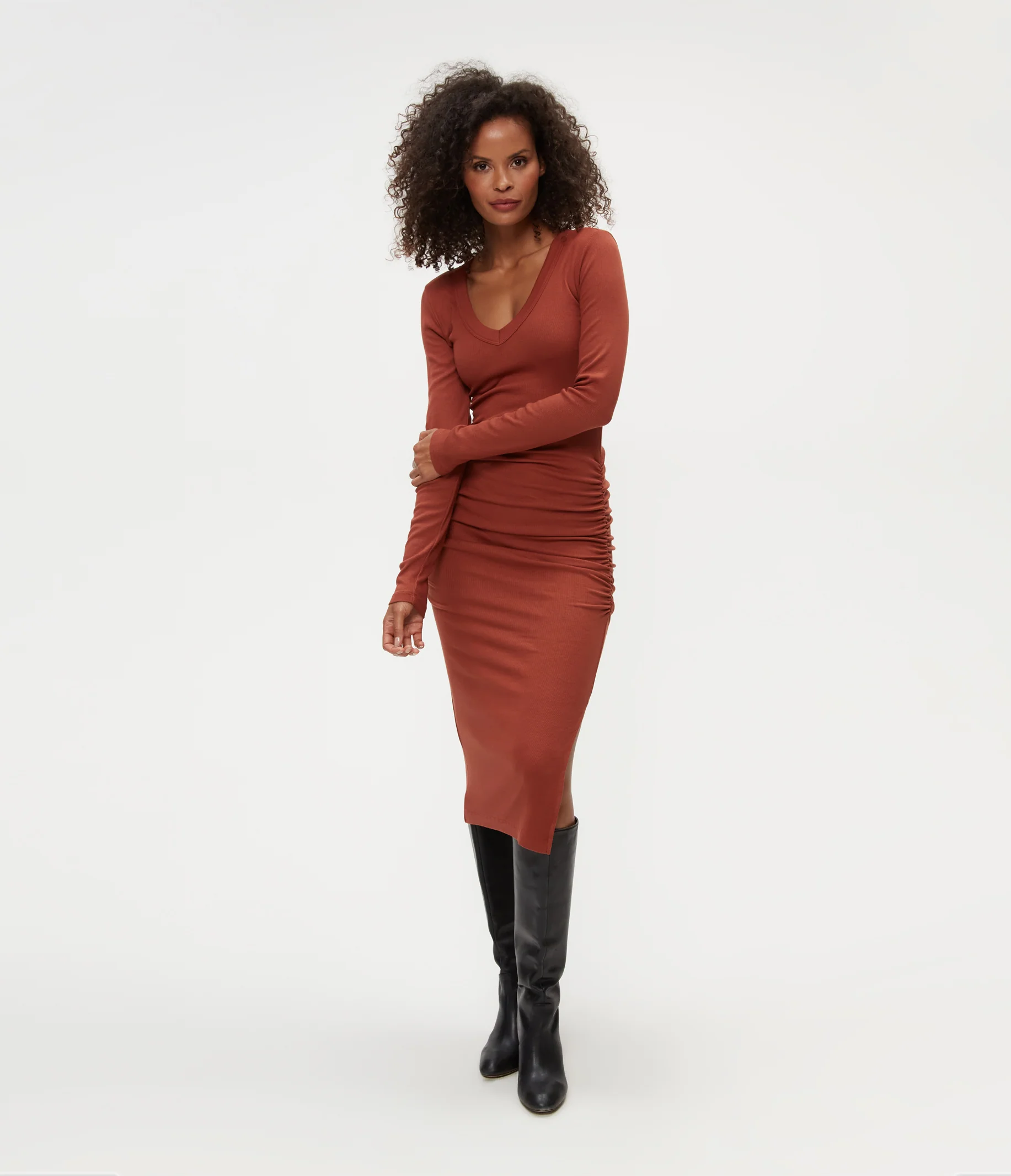 Nova Ribbed V-Neck Dress - Image 22