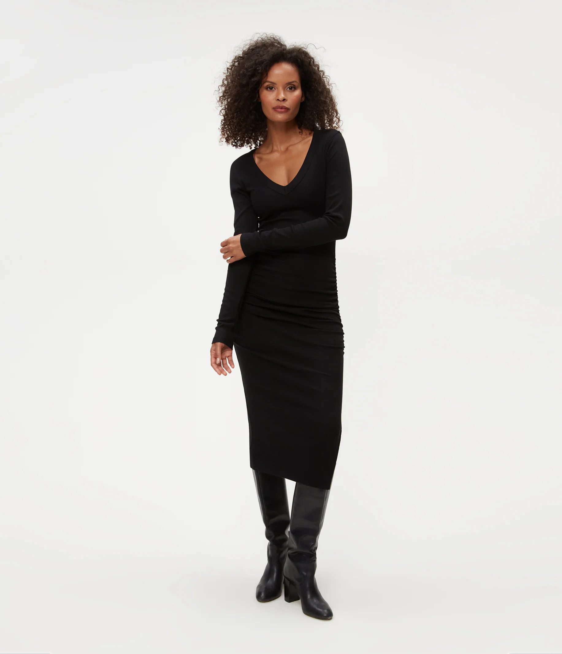 Nova Ribbed V-Neck Dress - Image 6