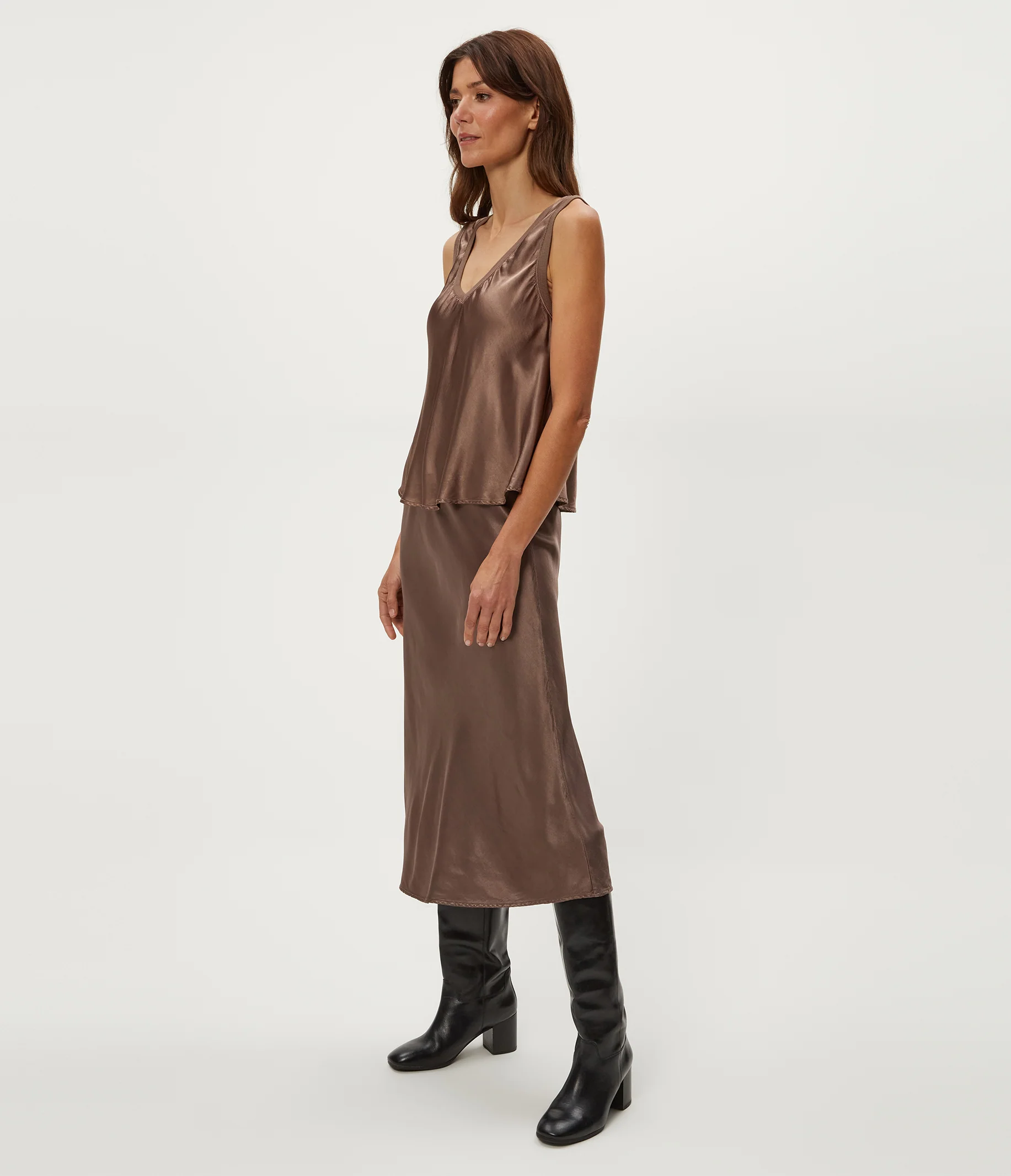 Petite Leila Bias Cut Midi Skirt - Image 11