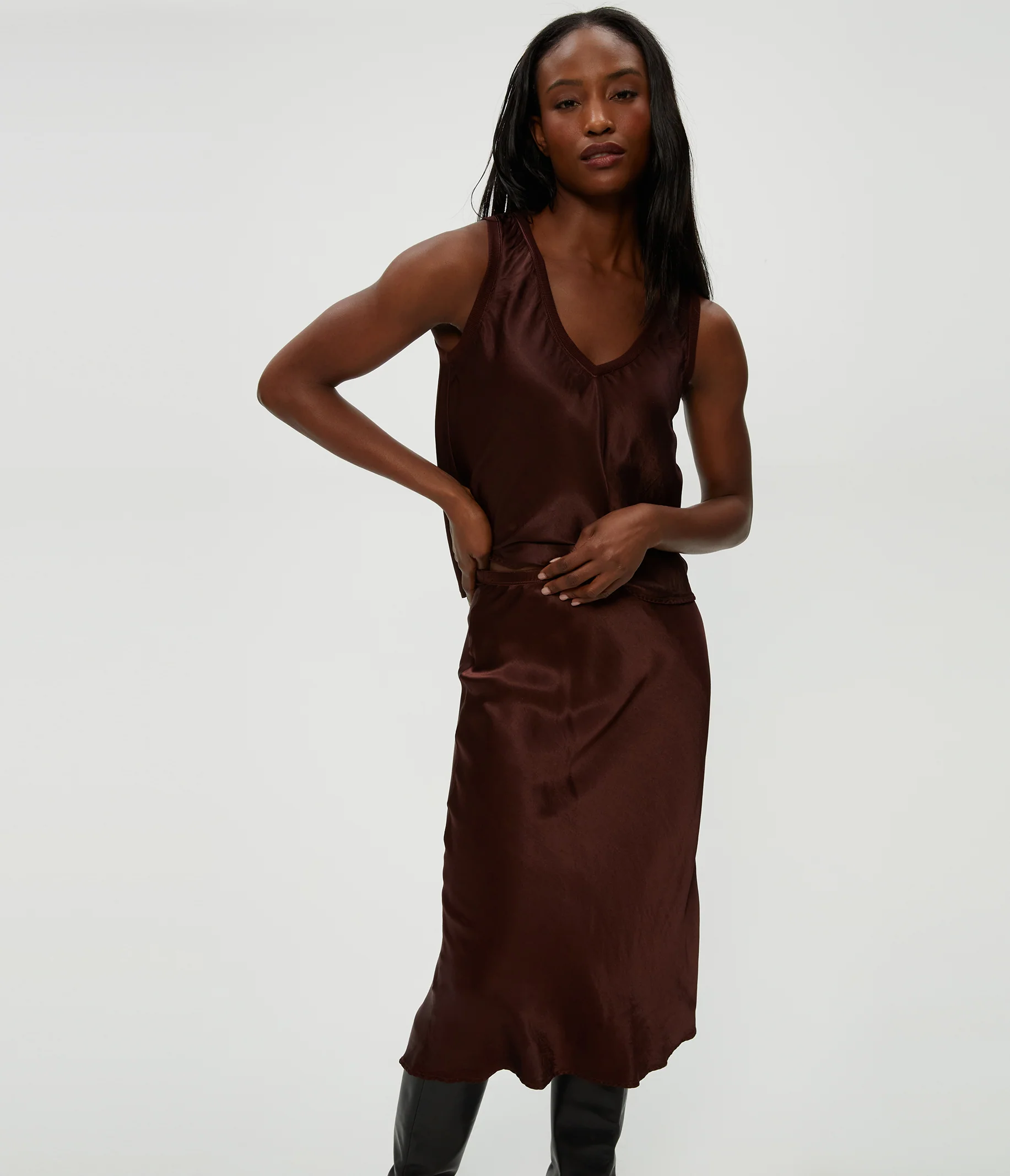 Petite Leila Bias Cut Midi Skirt - Image 6